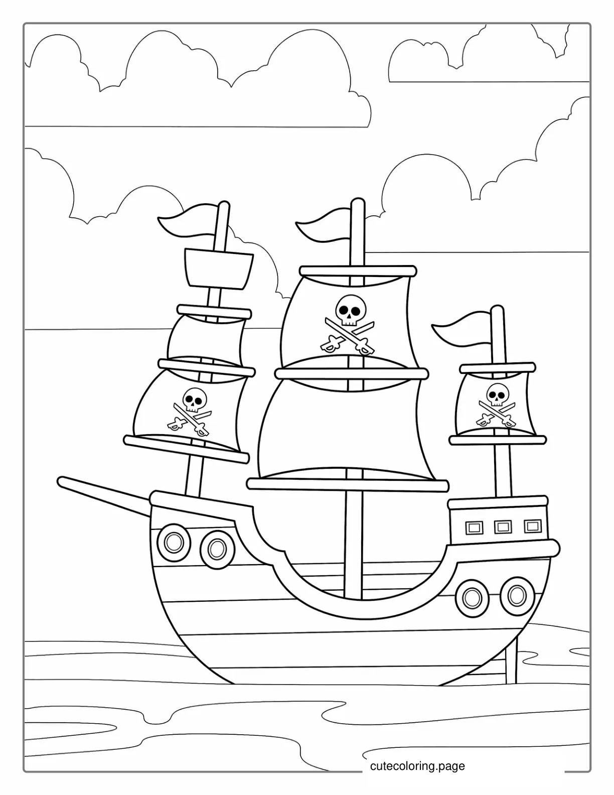 Coloring Page Of a Pirate Ship For Kids coloring page