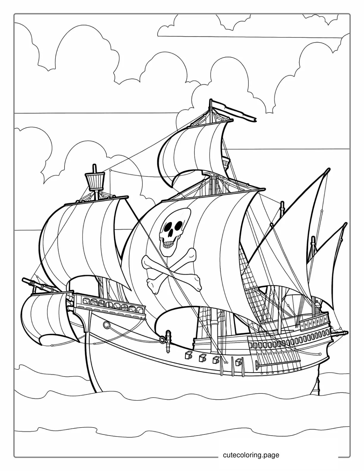 Detailed Pirate Ship Coloring Page coloring page