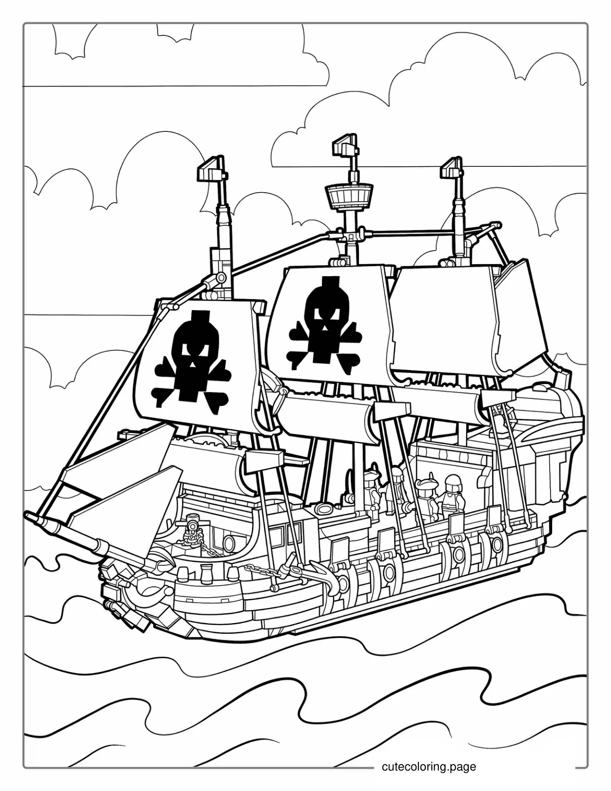 Lego Pirate Ship Coloring Page For Kids coloring page