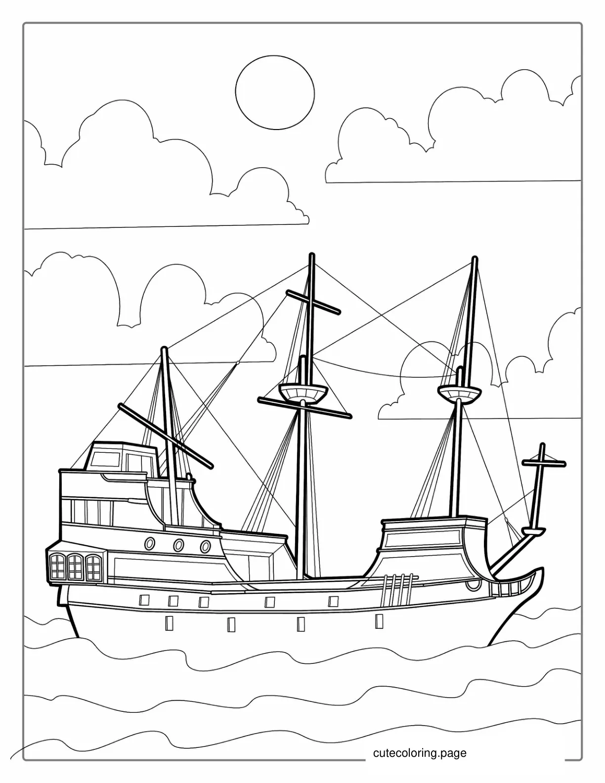 Pirate Ship With Multiple Masks To Color coloring page