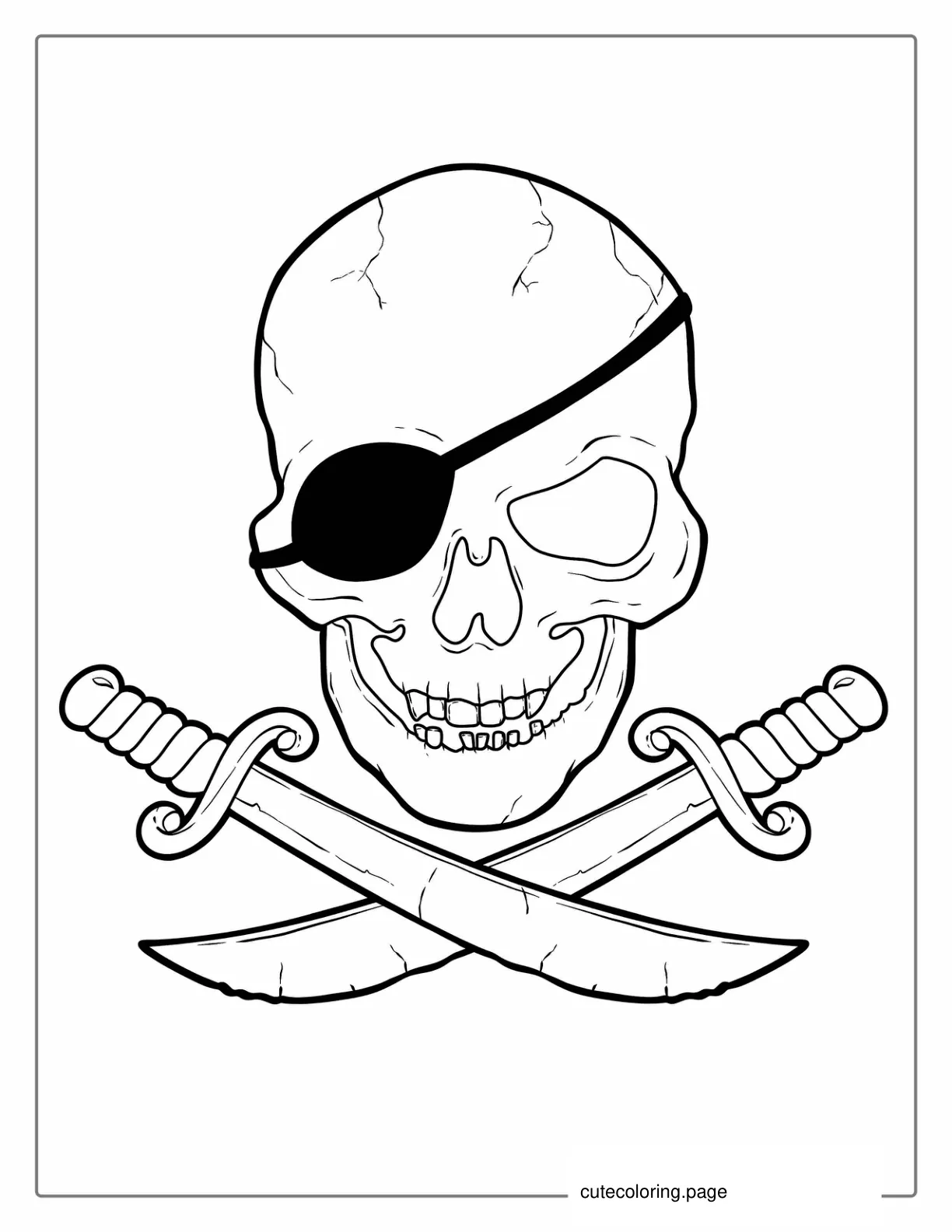 Pirate Skull And Bones Coloring Page For Kids coloring page