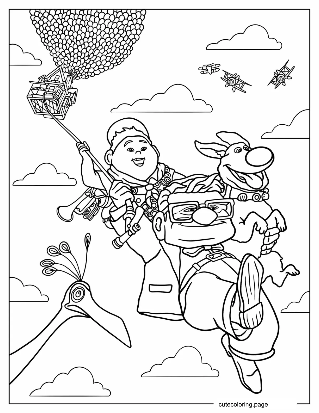 Carl Russel And Dug In Up Coloring Sheet coloring page