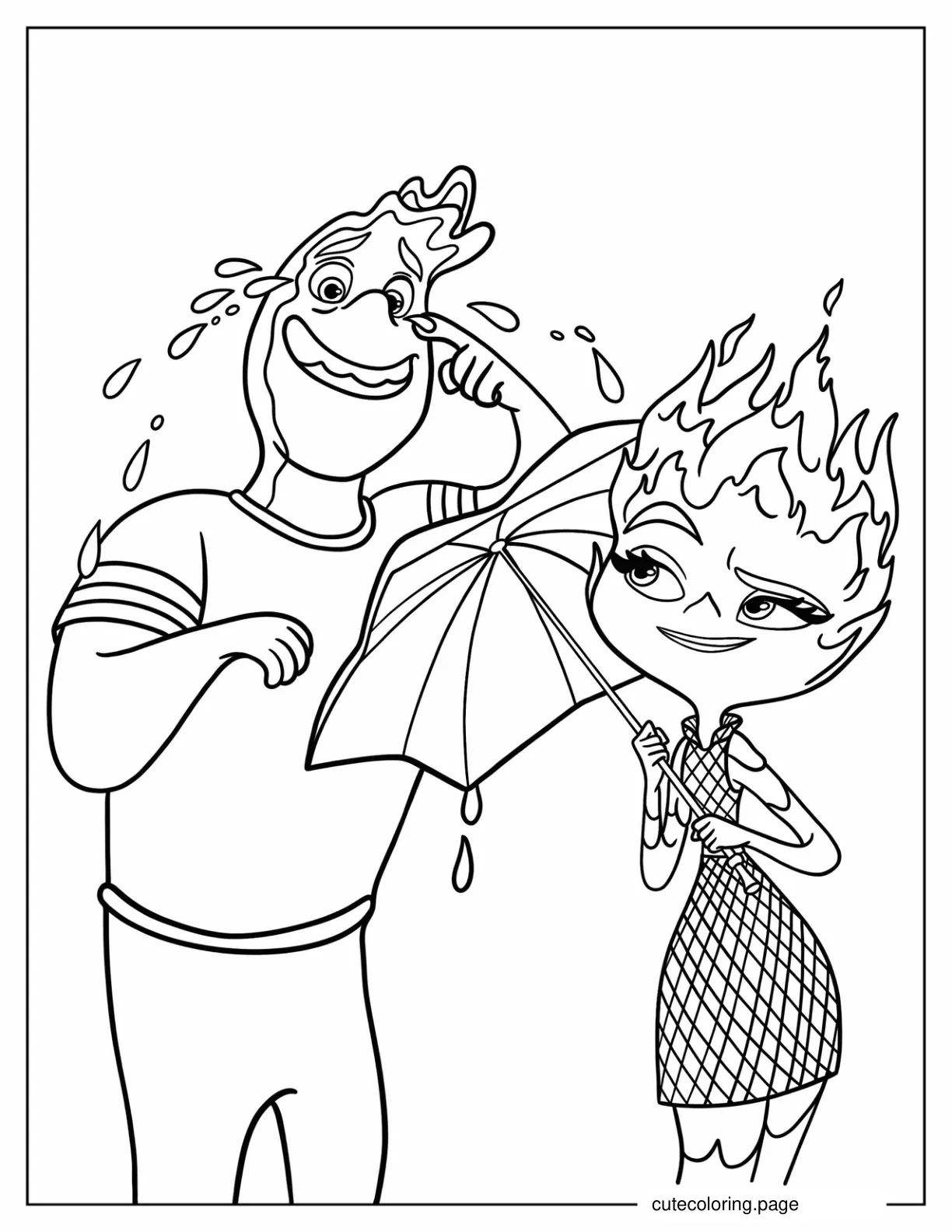 Ember Lumen And Wade Ripple From Elemental coloring page