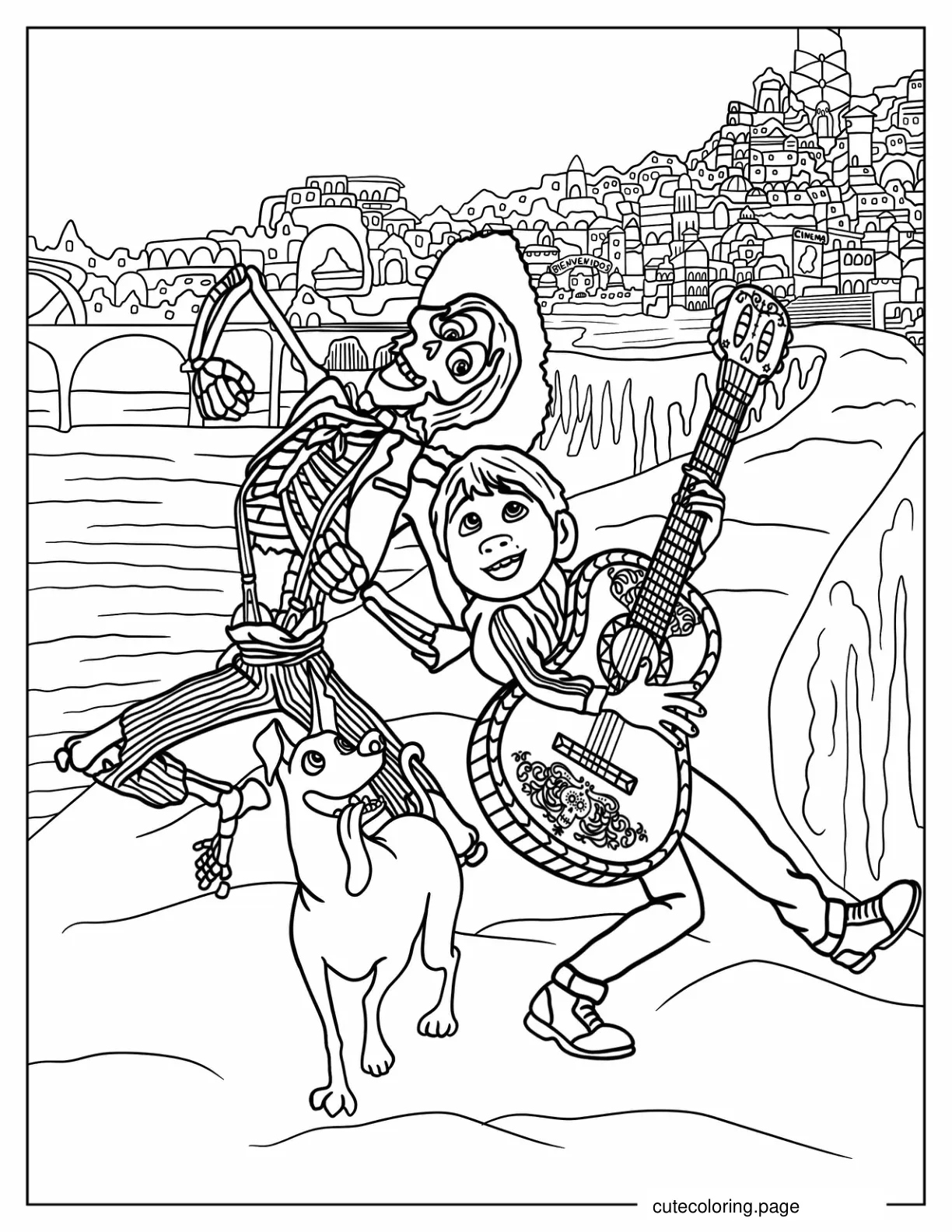 Hector Coco And Dante In The Land Of The Dead Coloring Page coloring page