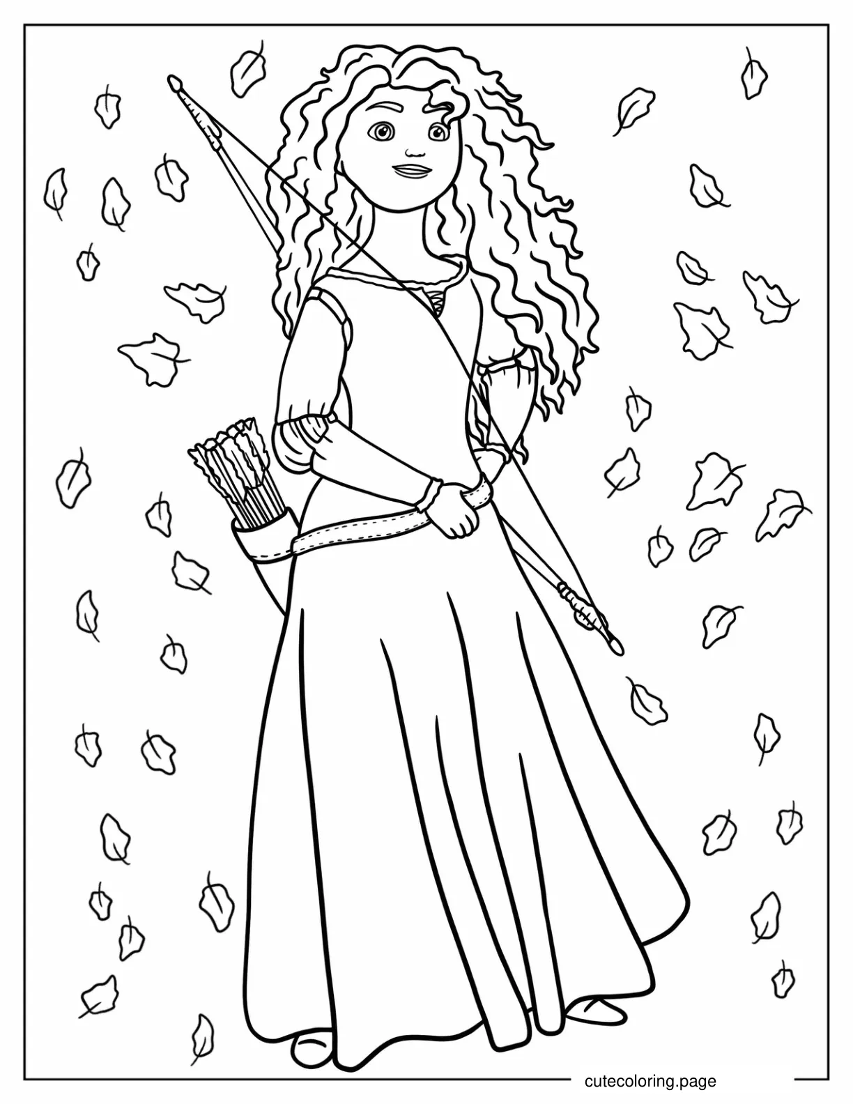 Merida From Brave Holding Bow Coloring Sheet coloring page