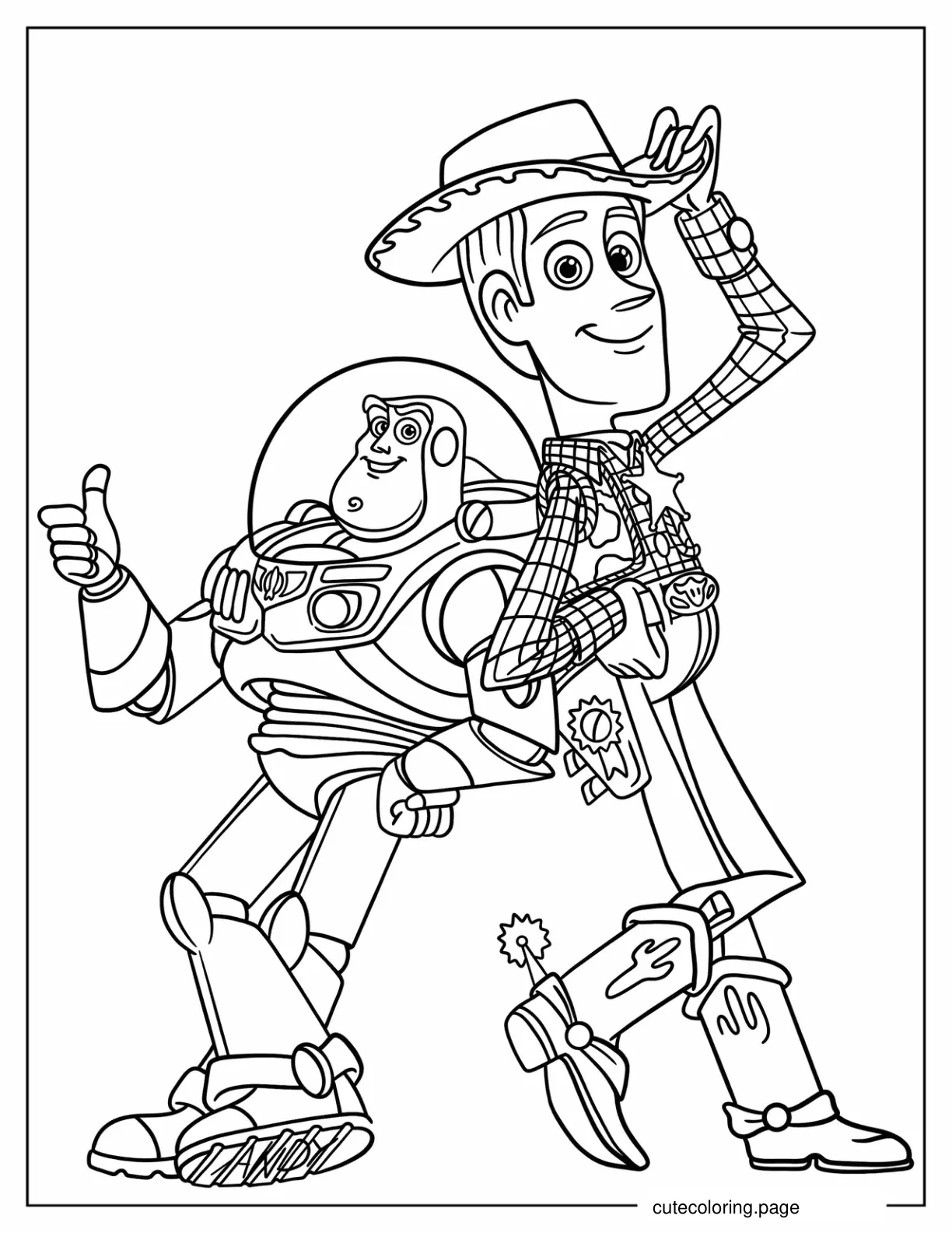 Woody And Buzz Lightyear Coloring Page For Kids coloring page