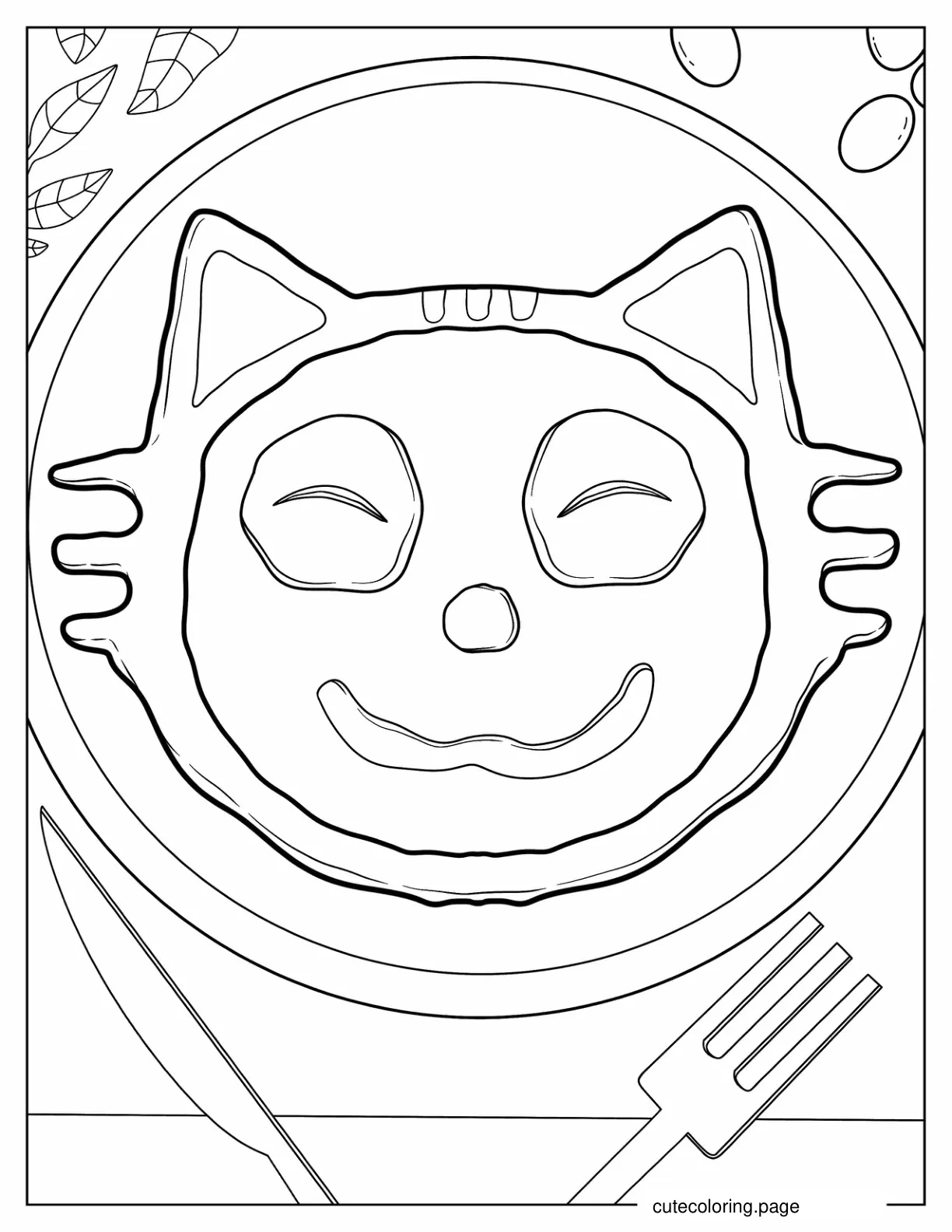 Cat Shaped Pizza Coloring Page coloring page