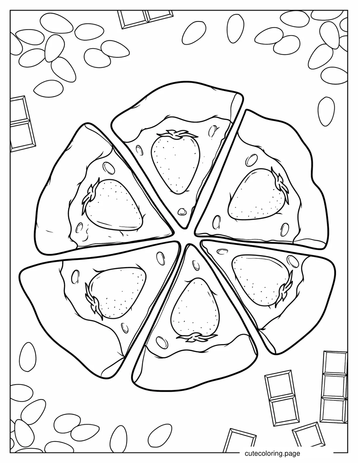 Dessert Pizza With Strawberries And Chocolate coloring page