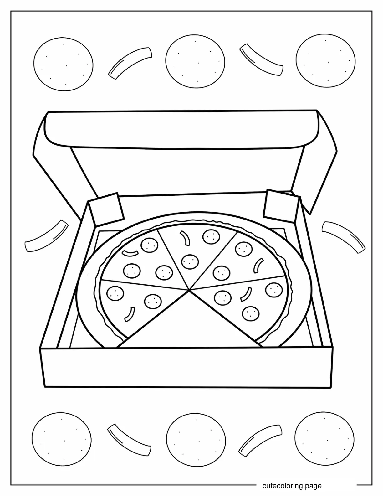 Easy Drawing Of a Pizza And Box To Color coloring page