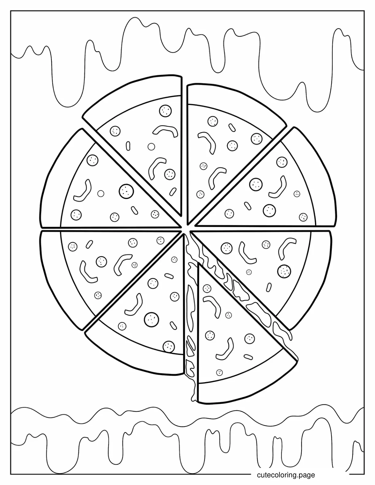 Easy Outline Of a Pizza To Color For Preschoolers coloring page