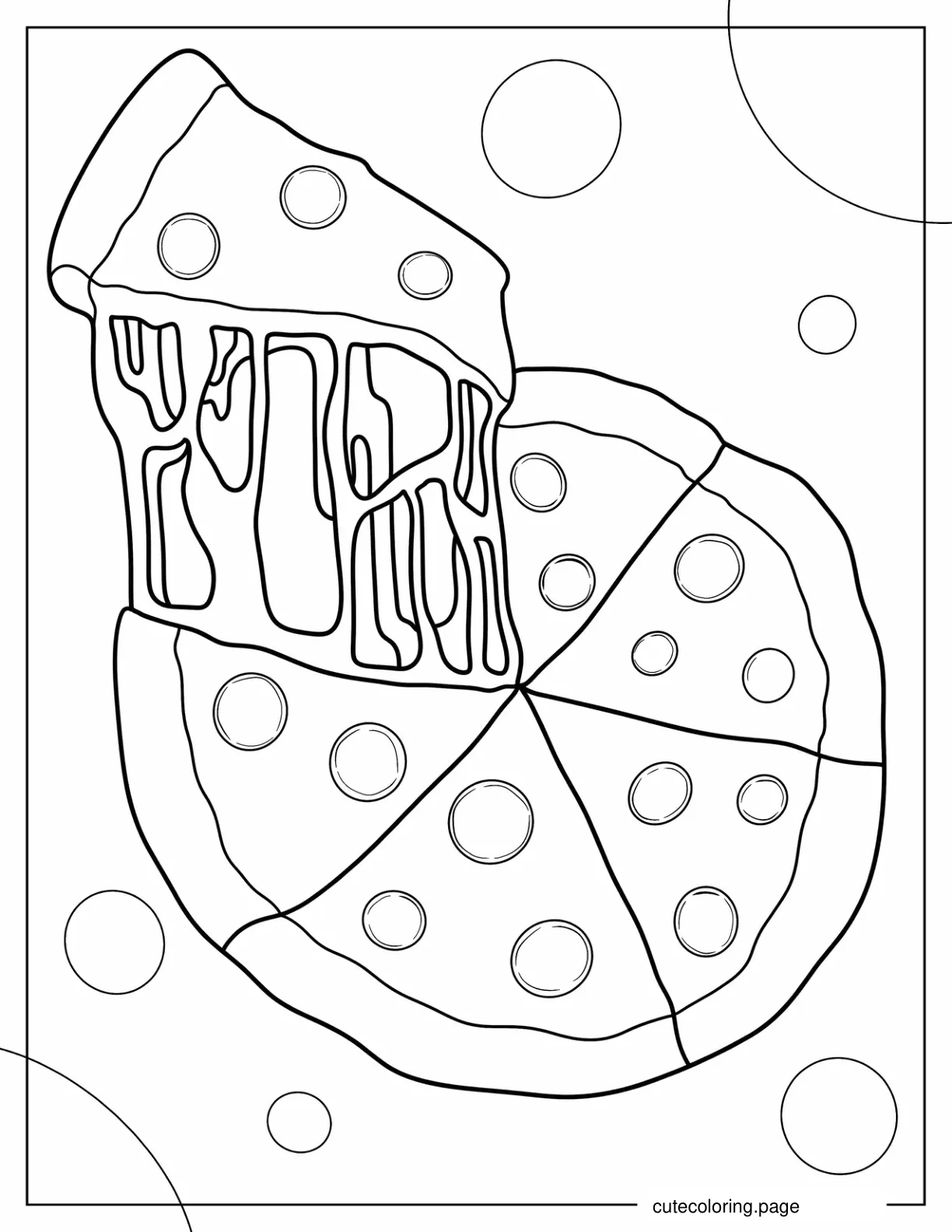 Pepperoni Pizza With Melting Cheese To Color For Kids coloring page