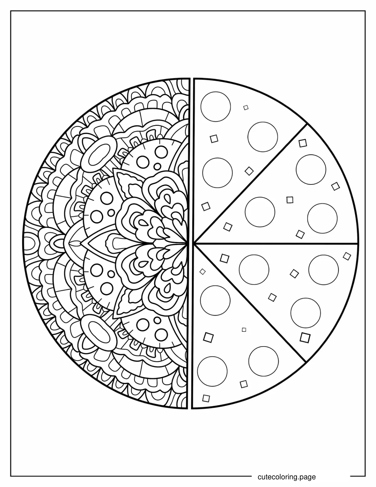 Pizza Mandala Coloring Page coloring page