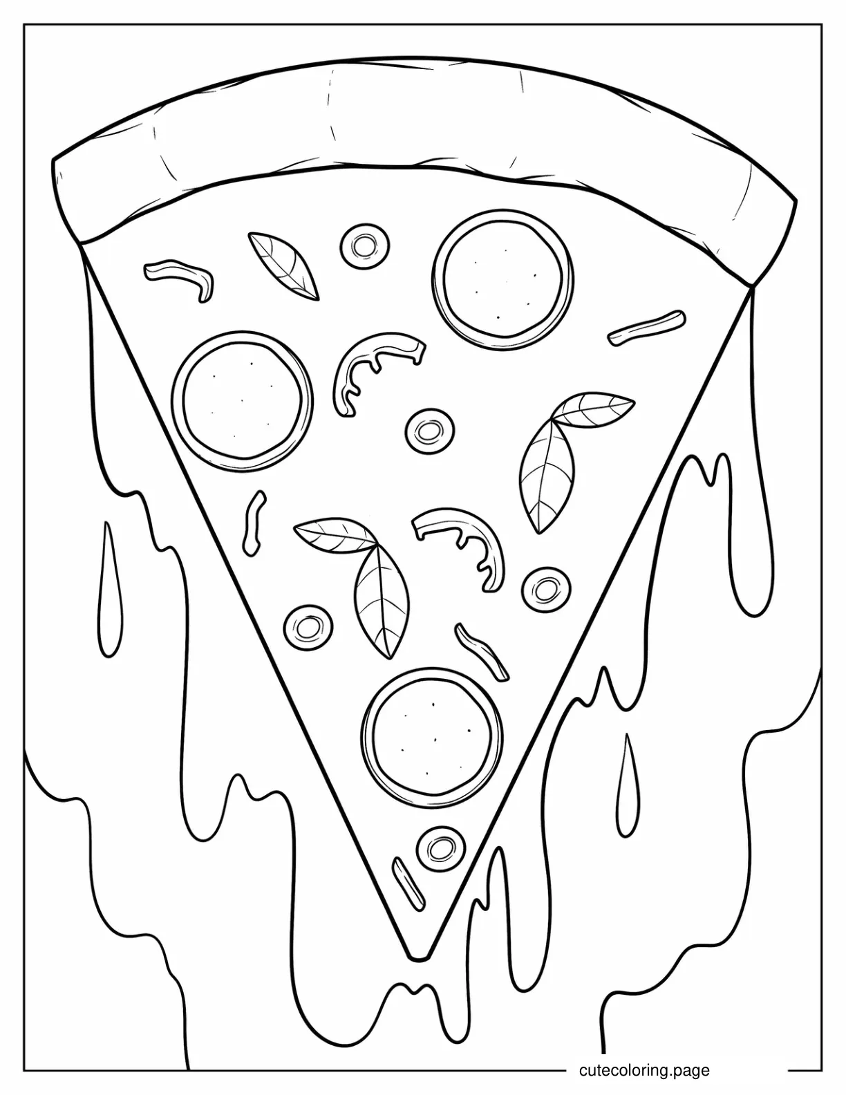 Pizza Slice With Lots Of Melting Cheese To Color coloring page