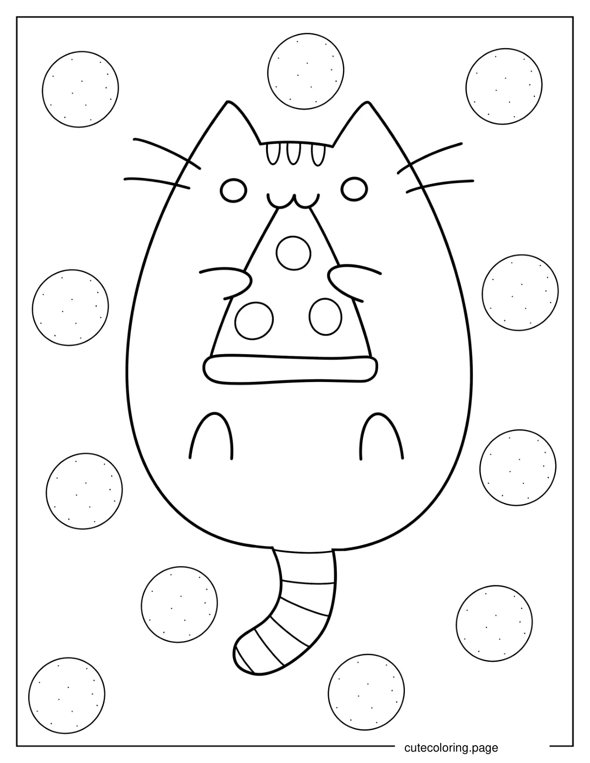 Pusheen Cat Eating Pizza Coloring Page coloring page