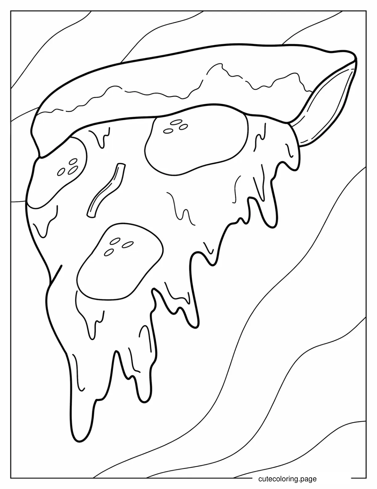 Slice Of Pepperoni Pizza With Melting Cheese coloring page