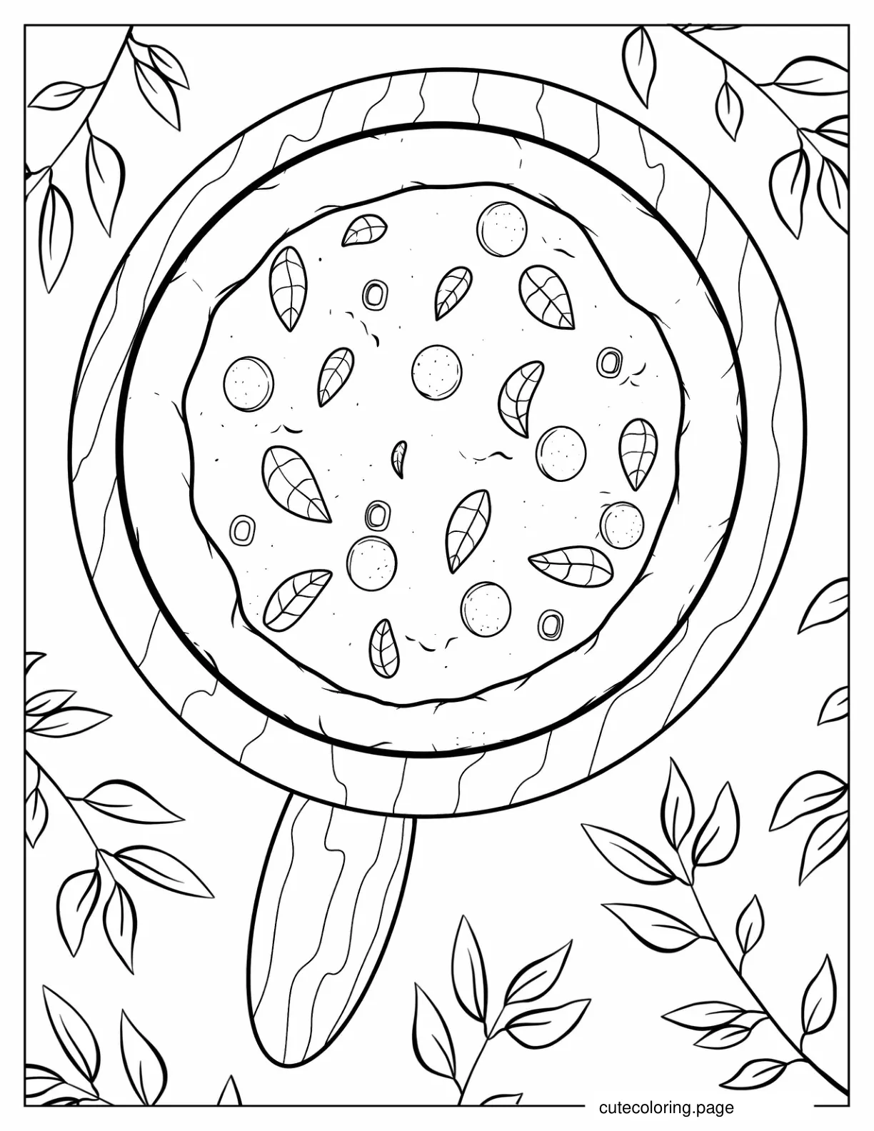 Wood Fired Pizza With Basil And Salami coloring page