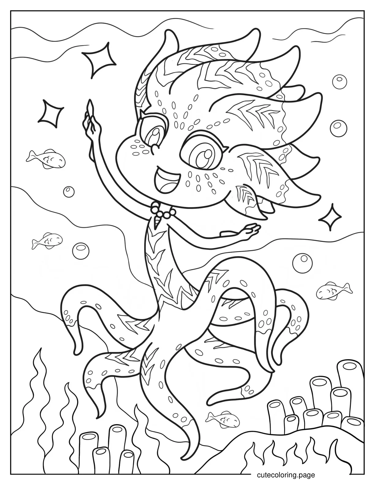 Octobella Dancing Underwater Coloring Page coloring page