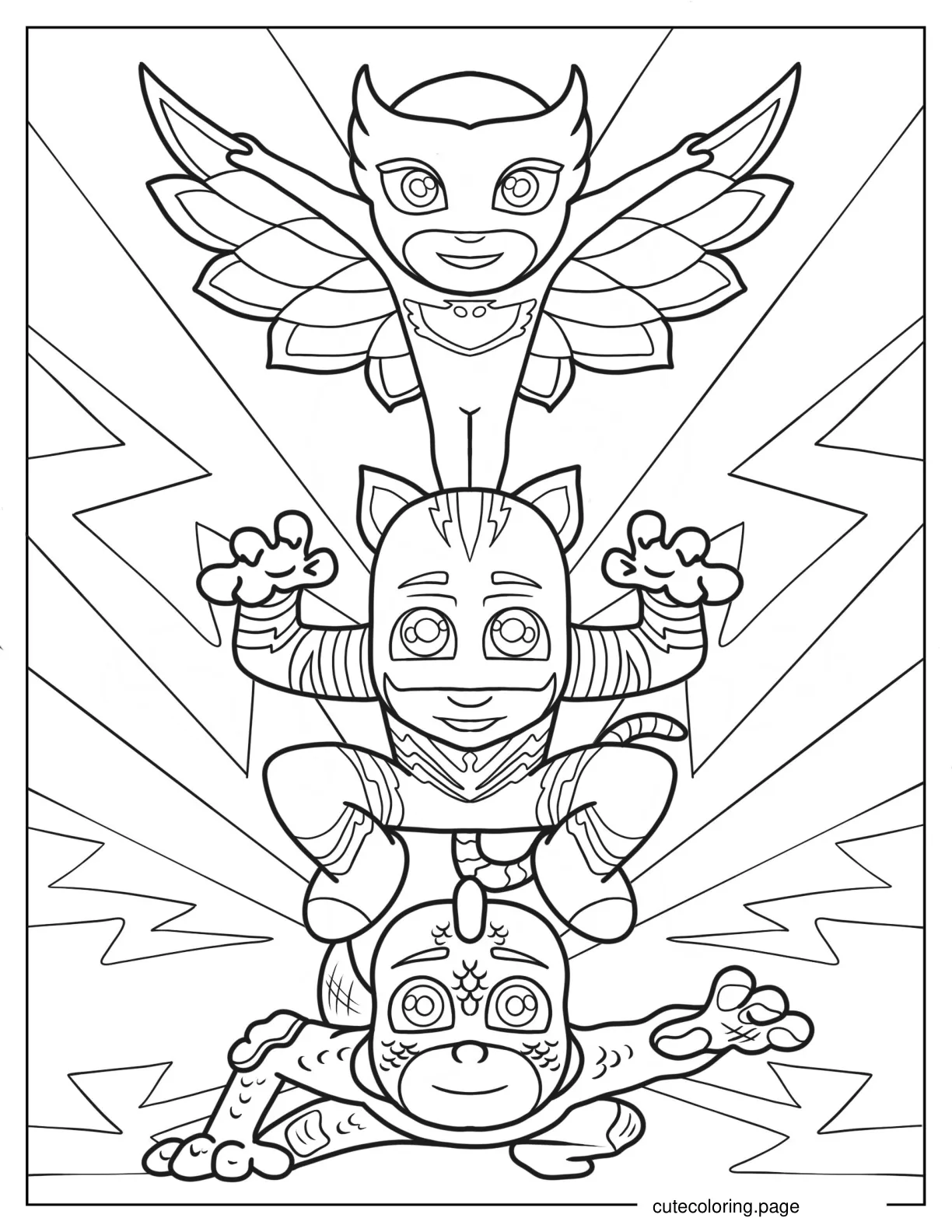 Owlette Catboy And Gekko In Fighting Stance Coloring Sheet coloring page