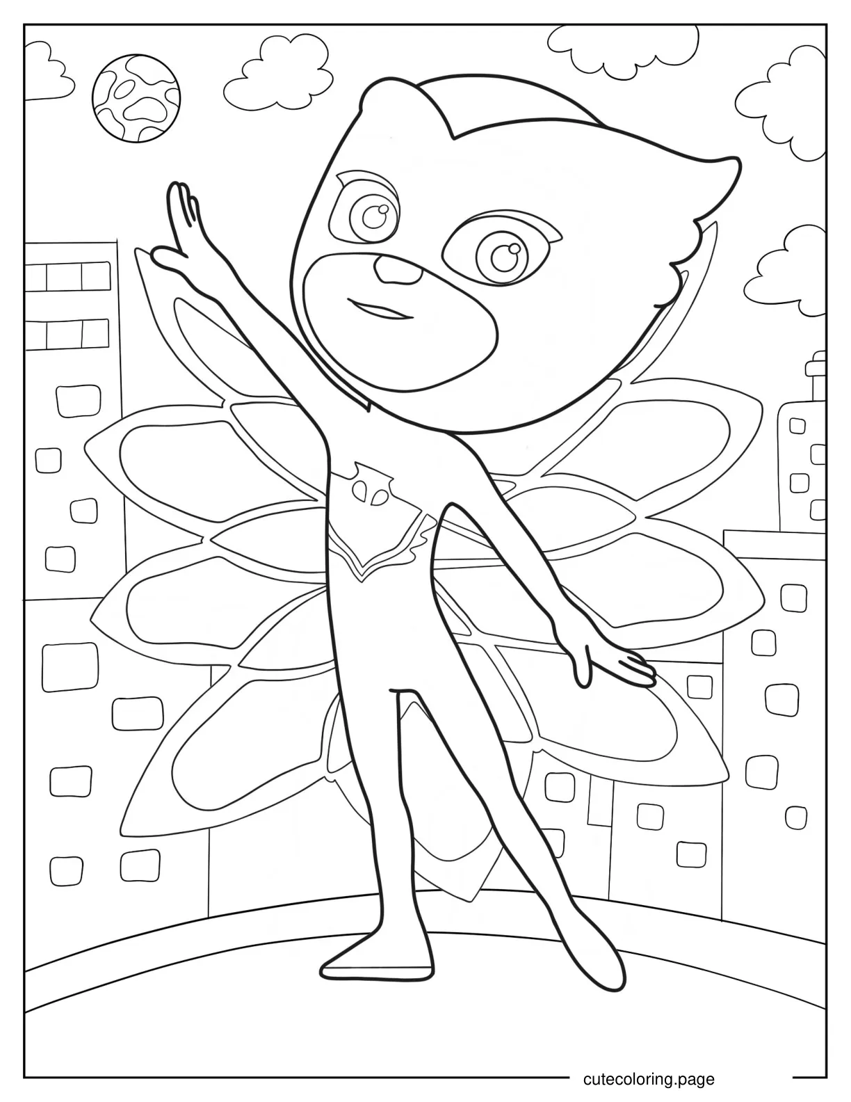 PJ Mask Owlette With Arm Up Coloring Page coloring page