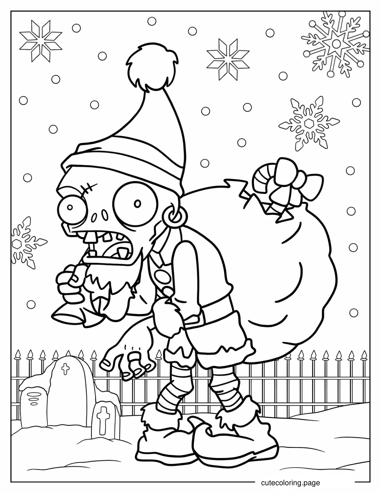 Christmas Themed Plants Vs Zombies Coloring Sheet coloring page