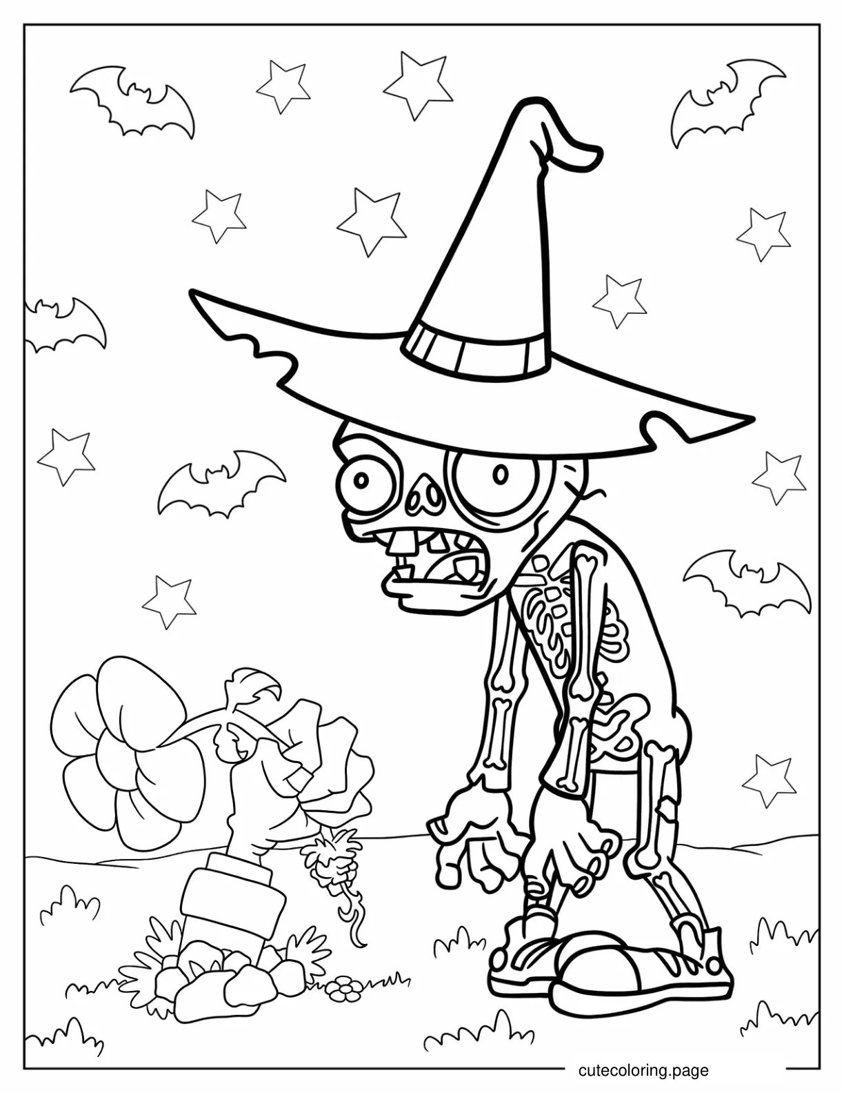 Coloring Sheet Of Halloween Themed Zombie coloring page