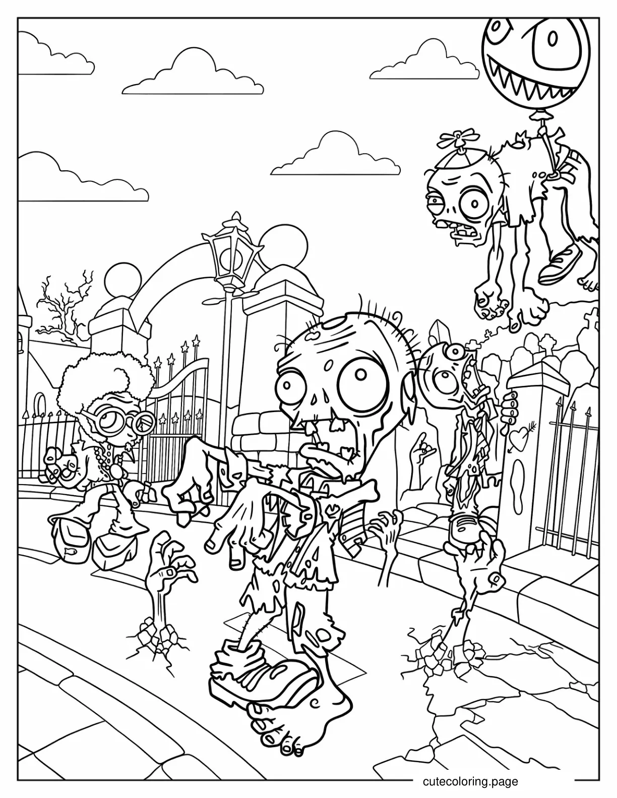 Detailed Coloring Page Of Plants Vs Zombies coloring page