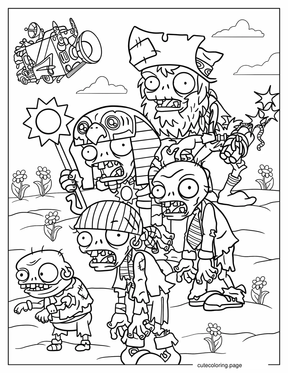 Evil Zombies To Color coloring page