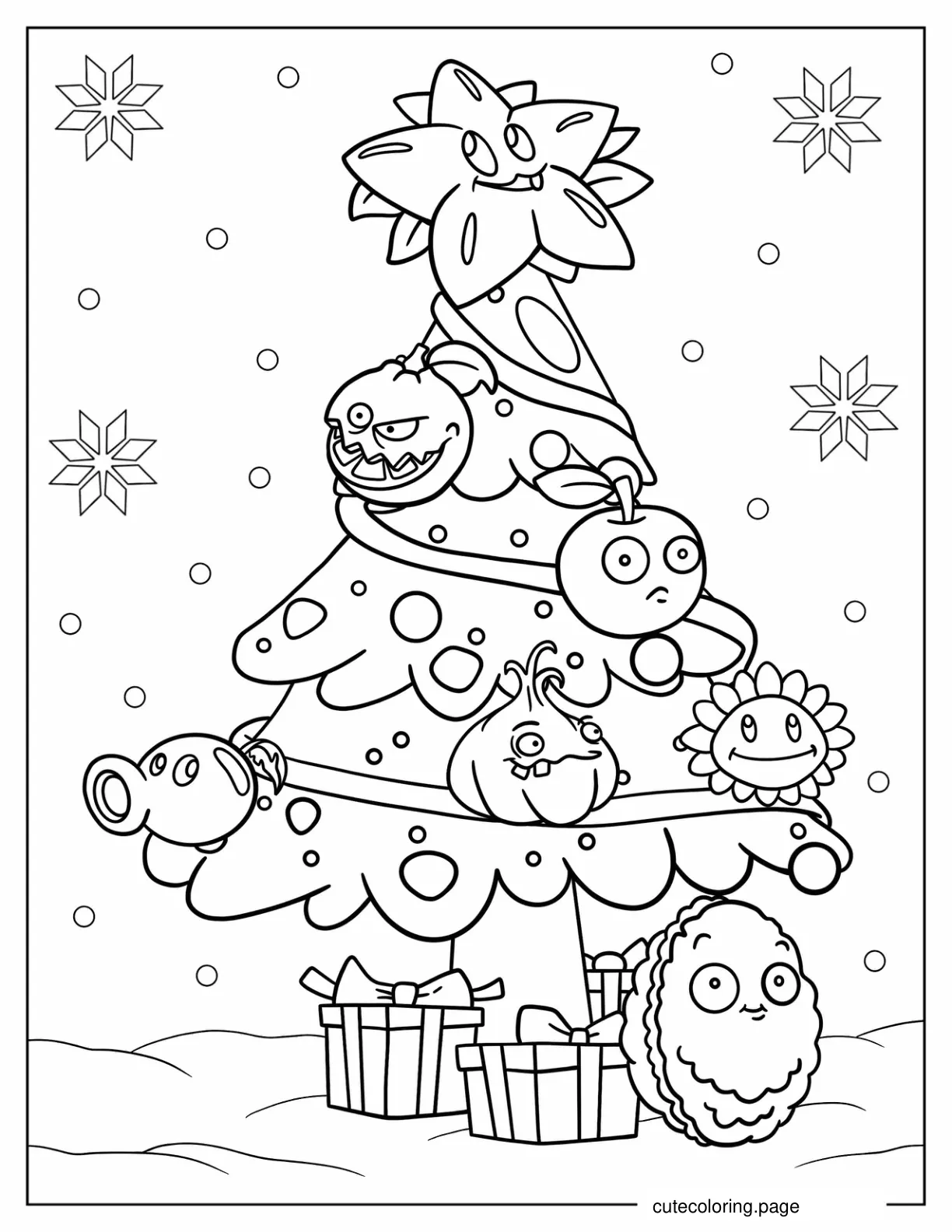 Plants Vs Zombies Christmas Coloring Page coloring page