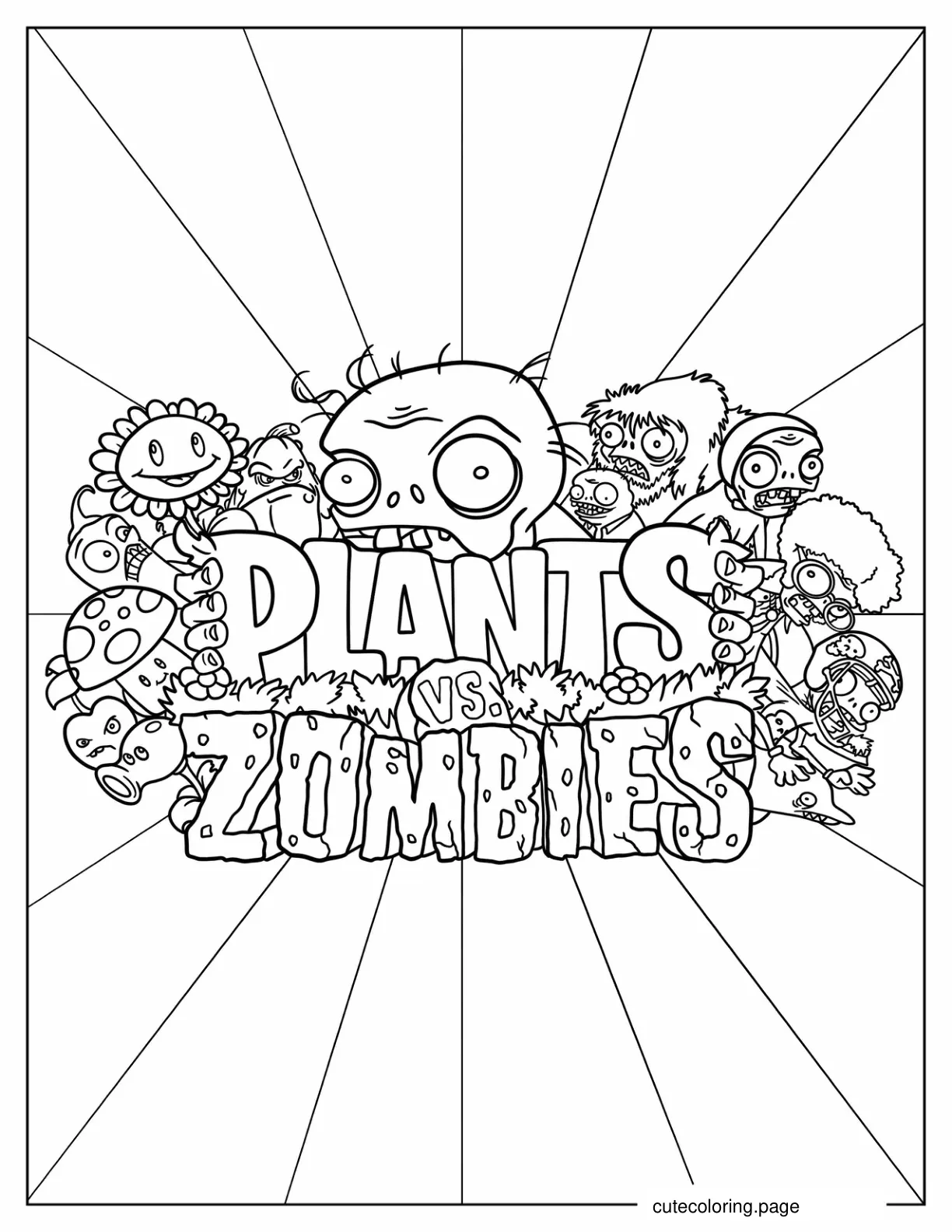 Plants Vs Zombies Logo To Color For Kids coloring page