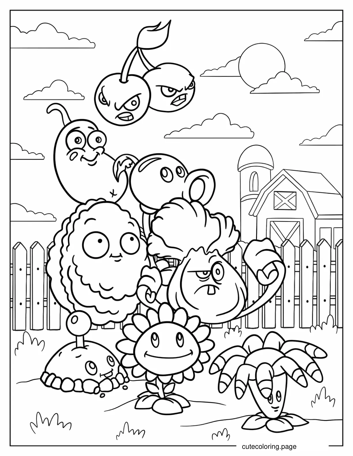 Various Plants From Plants Vs Zombies coloring page