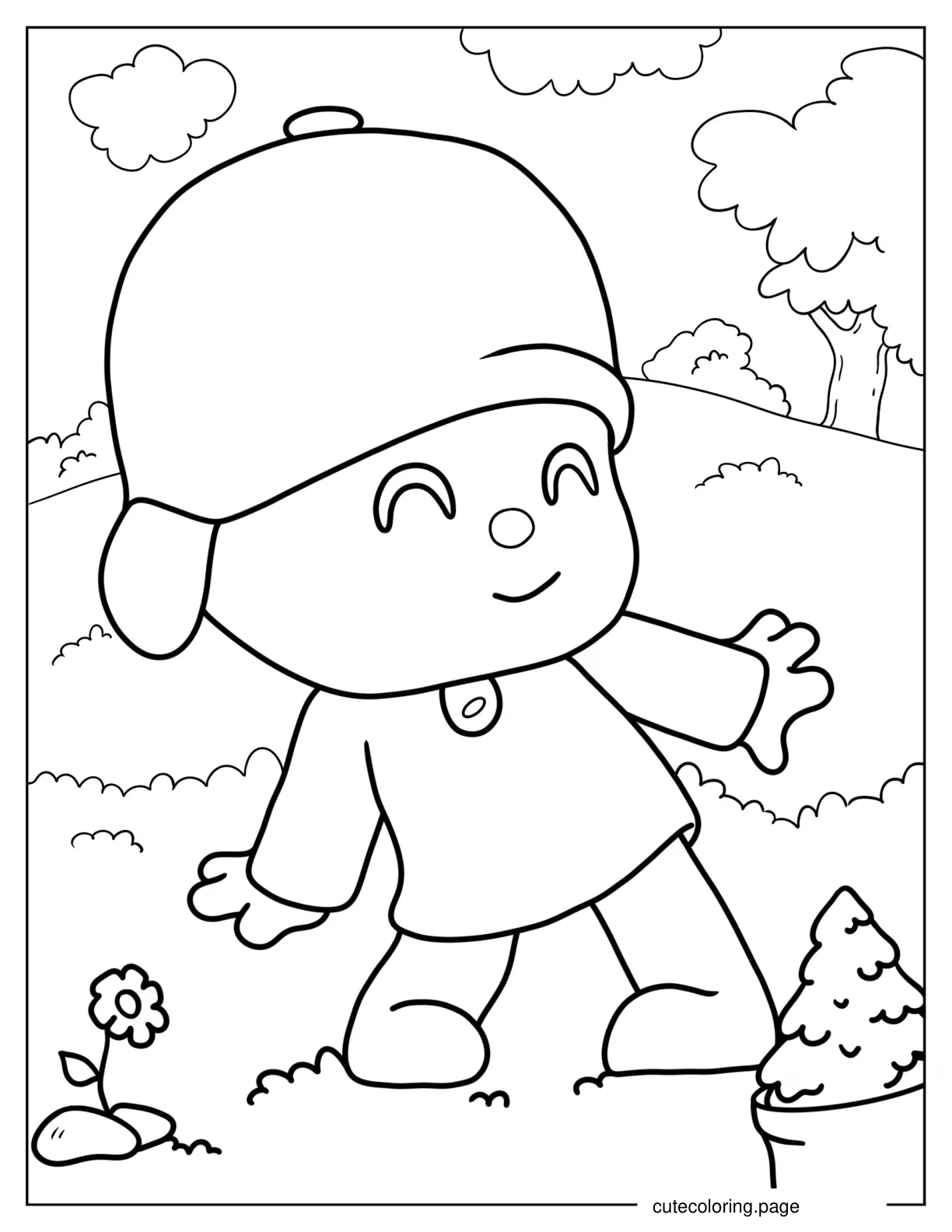 Coloring Sheet Of Cute Pocoyo For Preschoolers coloring page