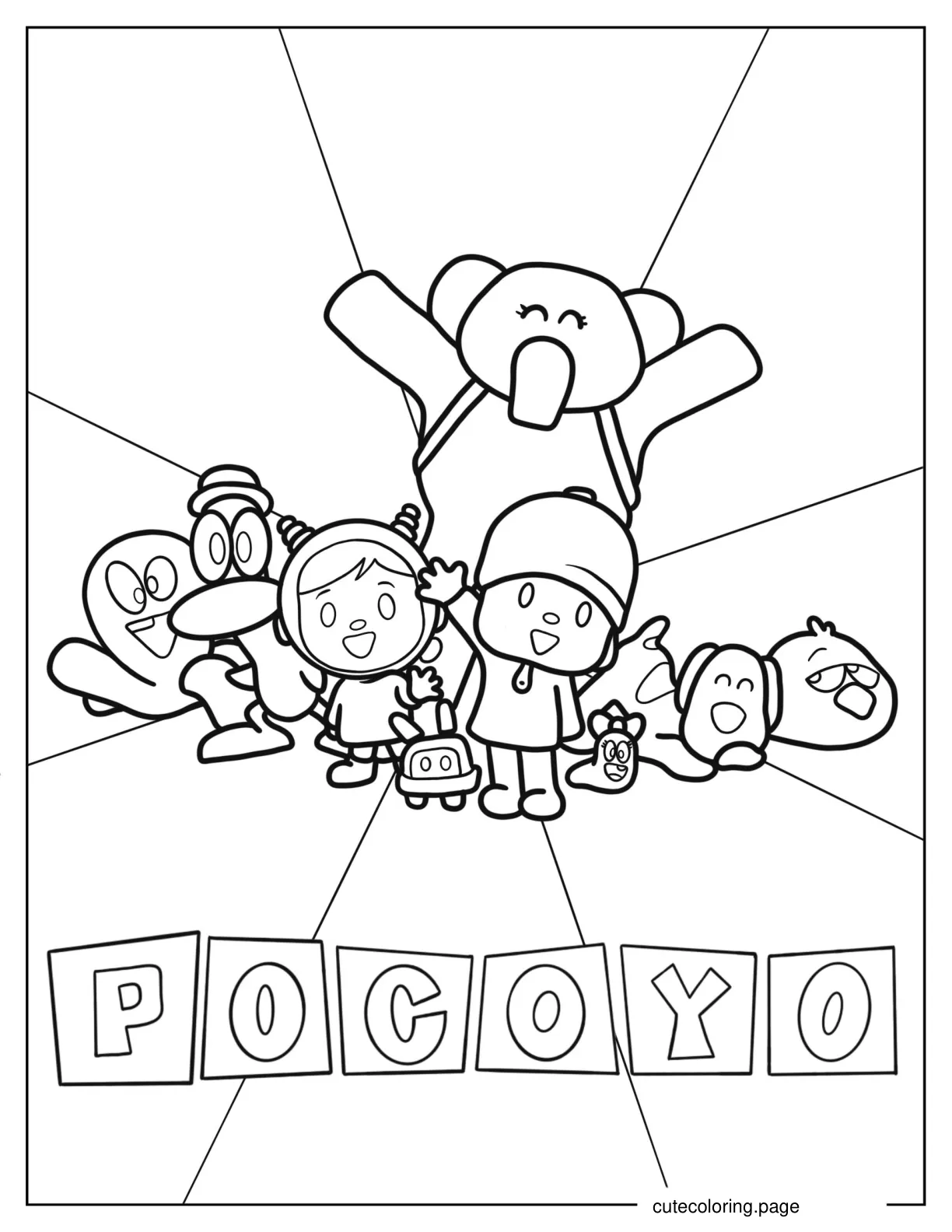 Coloring Sheet Of Pocoyo Poster For Kids coloring page