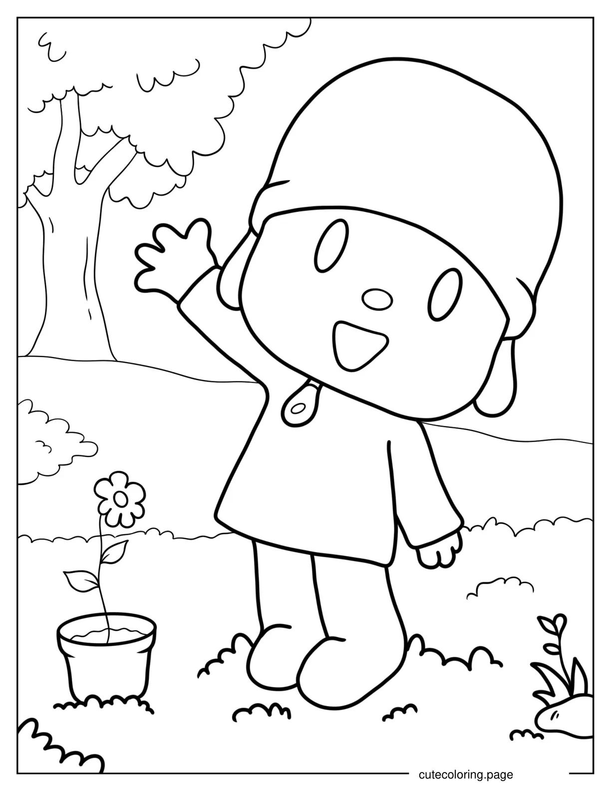 Easy Outline Of Pocoyo Coloring In For Preschoolers coloring page