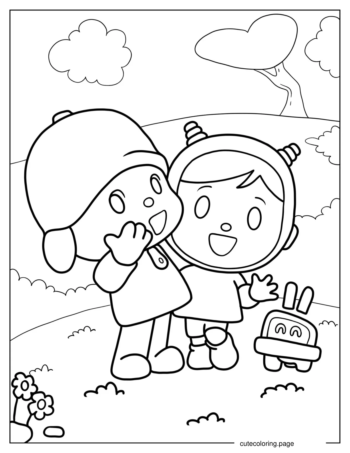 Pocoyo Nina and Roberto Laughing Coloring In coloring page