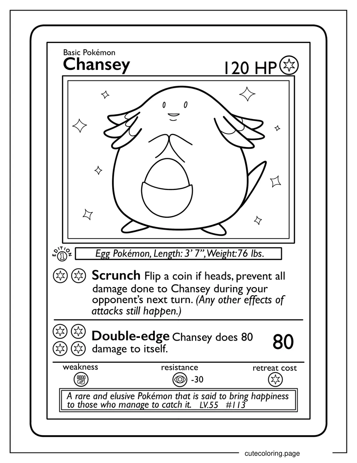 Chansey Scrunch Pokemon Card coloring page