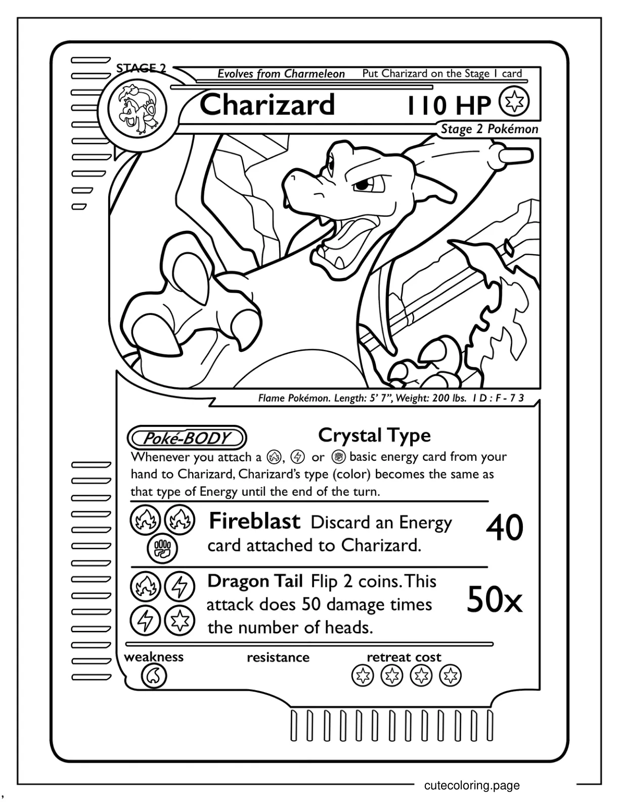 Charizard Fireblast Pokemon Card Coloring Page coloring page