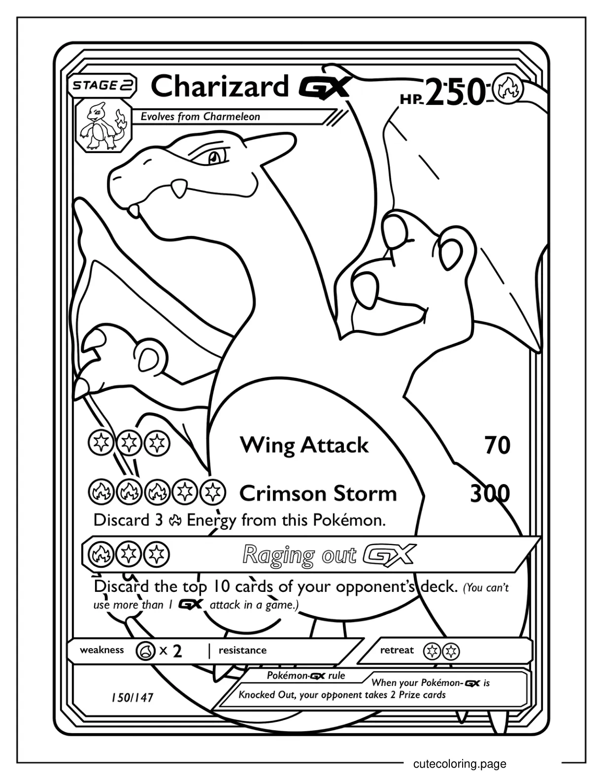 Charizard Wing Attack Pokemon Card Coloring Sheet coloring page