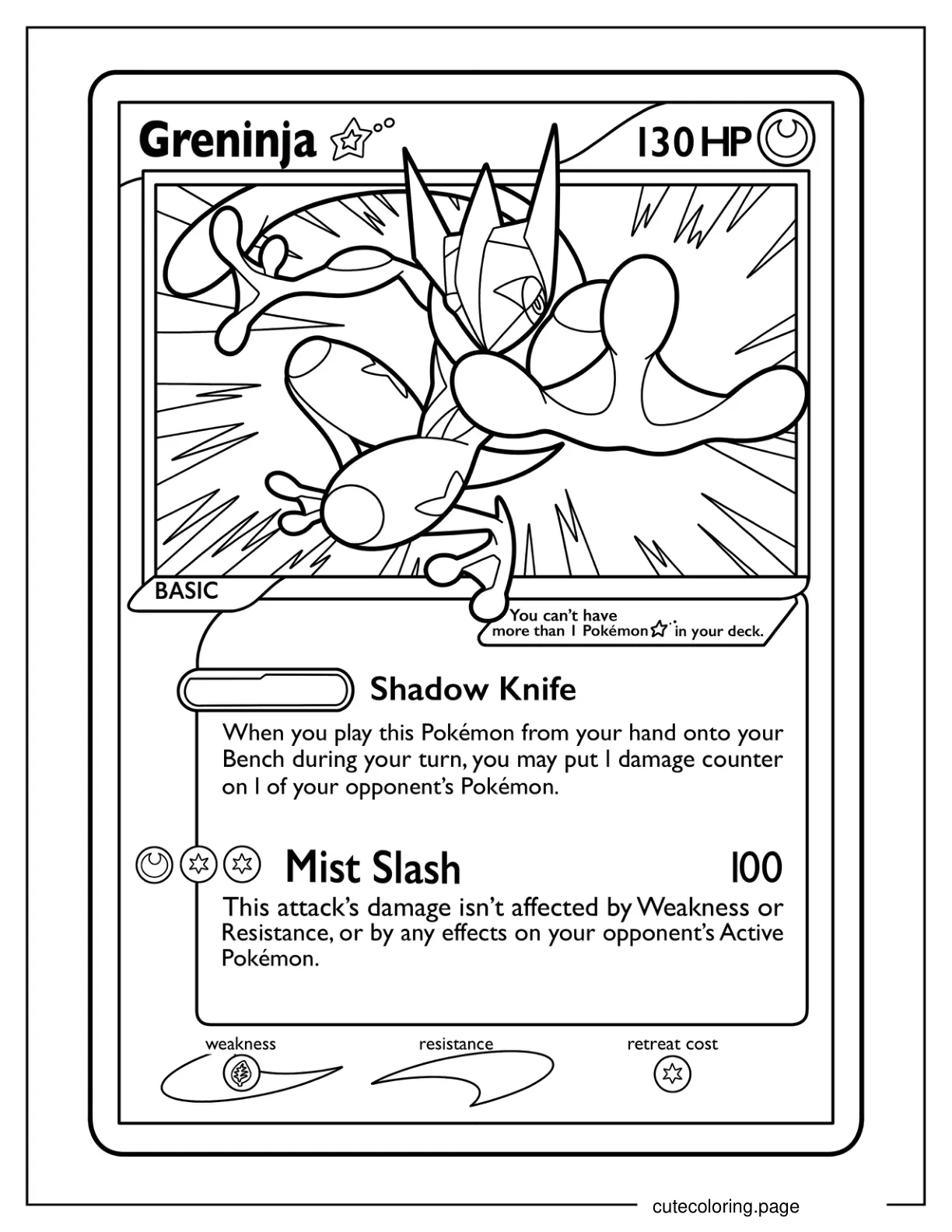 Greninja Shadow Knife Pokemon Card Coloring Page For Kids coloring page