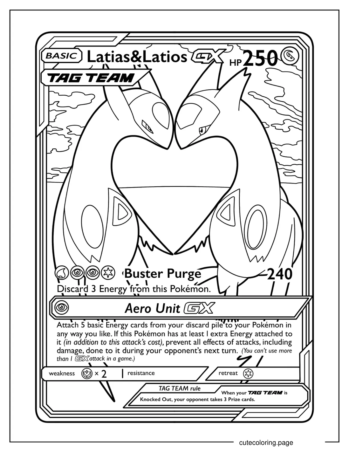 Latias And Latios Buster Purge Pokemon Card Coloring Sheet coloring page