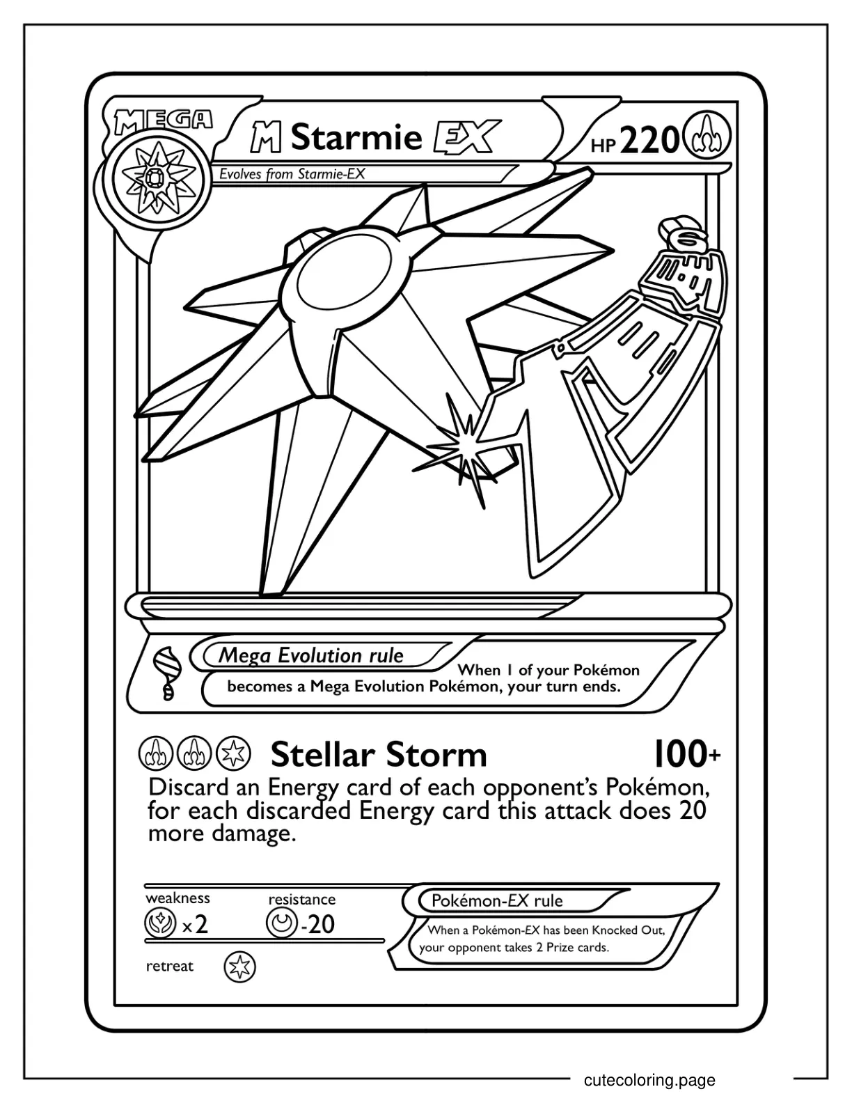 M Starmie EX Stellar Storm Coloring Sheet coloring page