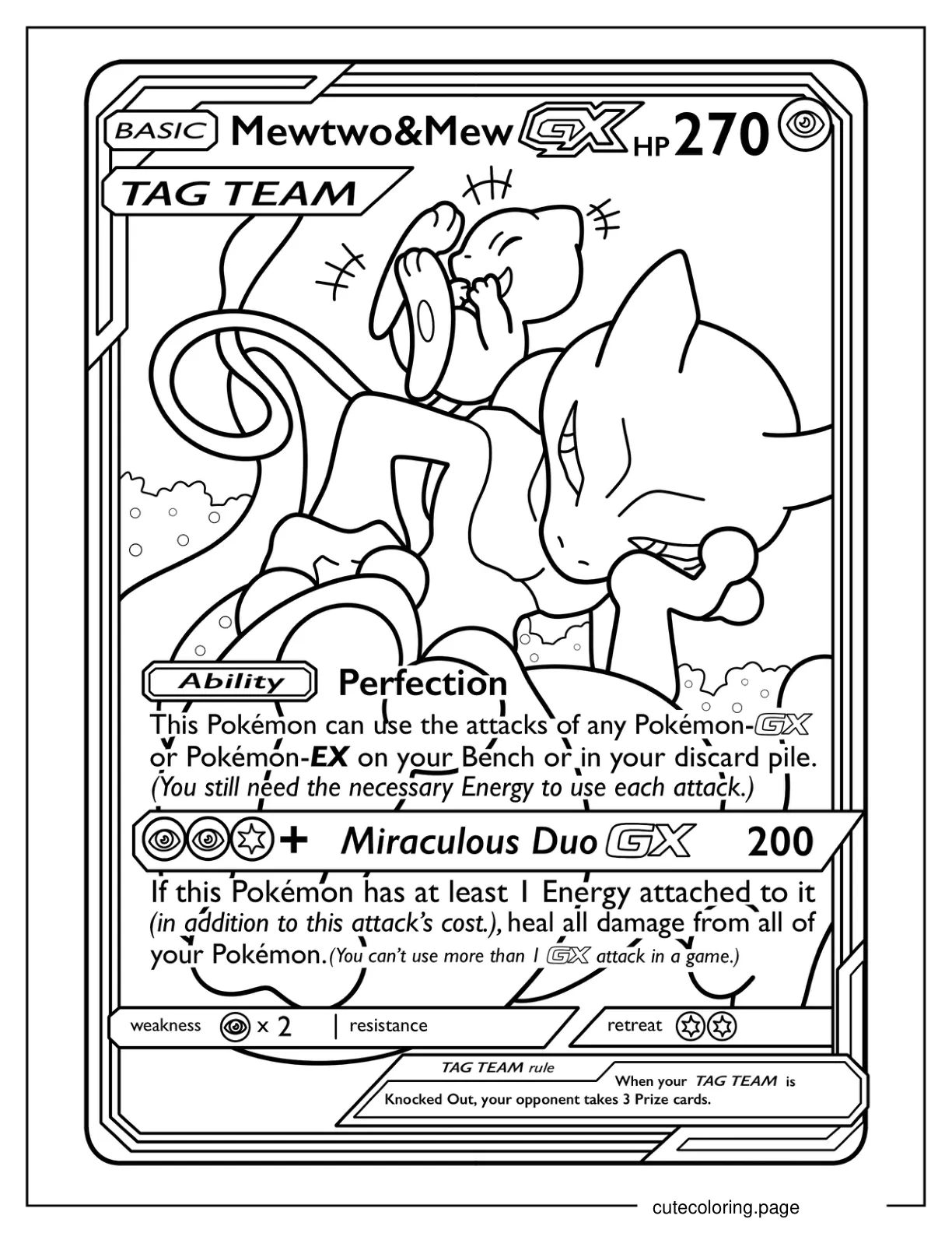 Mewtwo and Mew Miraculous Duo Coloring Page coloring page