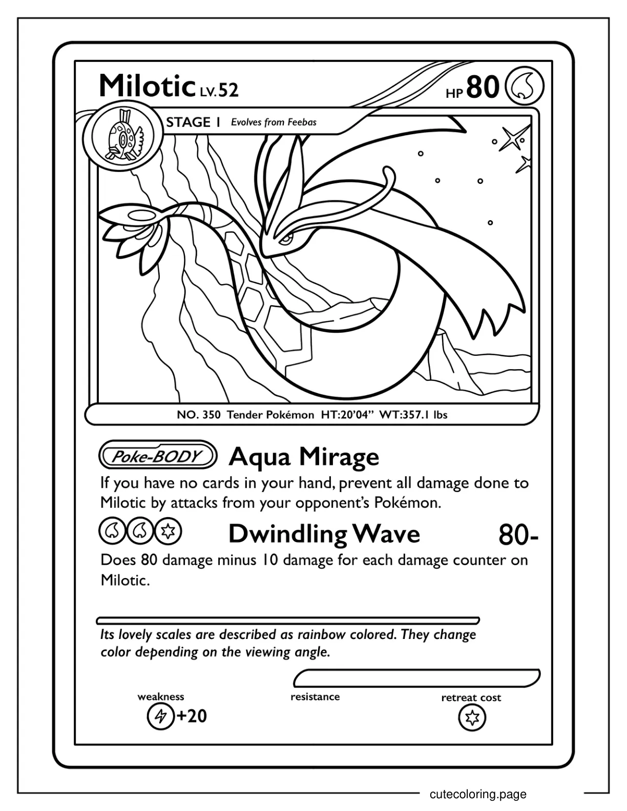 Milotic Aqua Mirage Pokemon Card coloring page