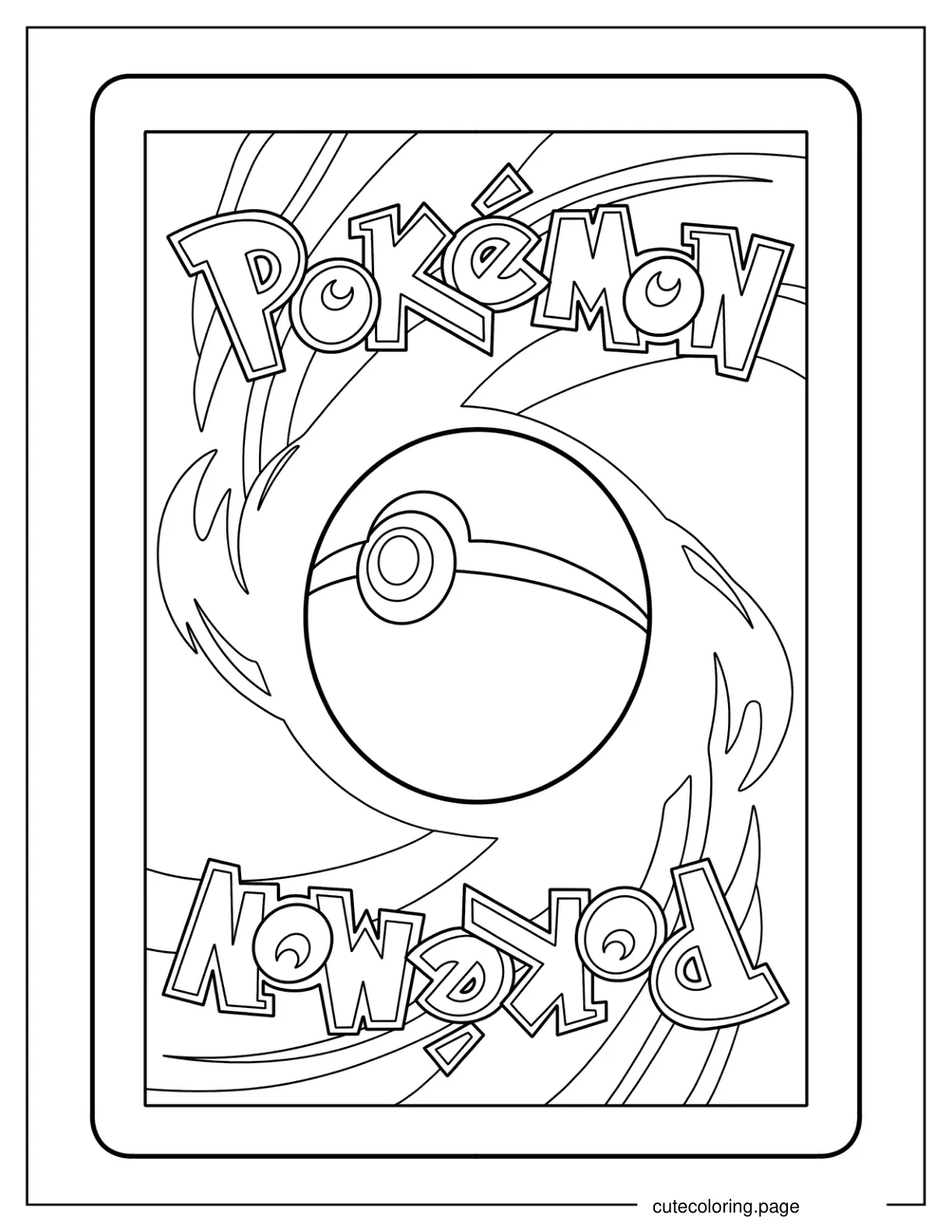 Pokemon Card Back Cover Coloring Sheet For Kids coloring page