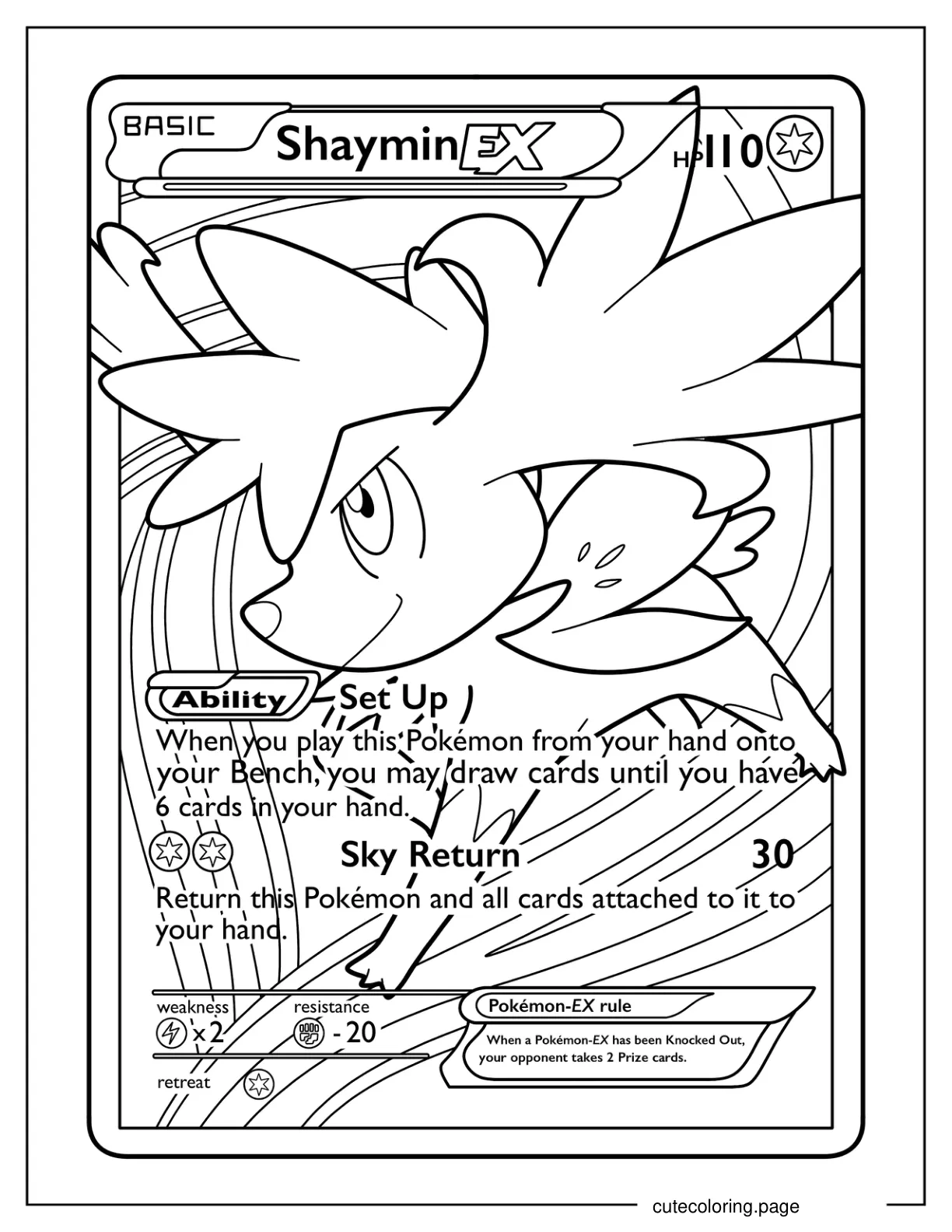 Shaymin EX Set Up Pokemon Card coloring page