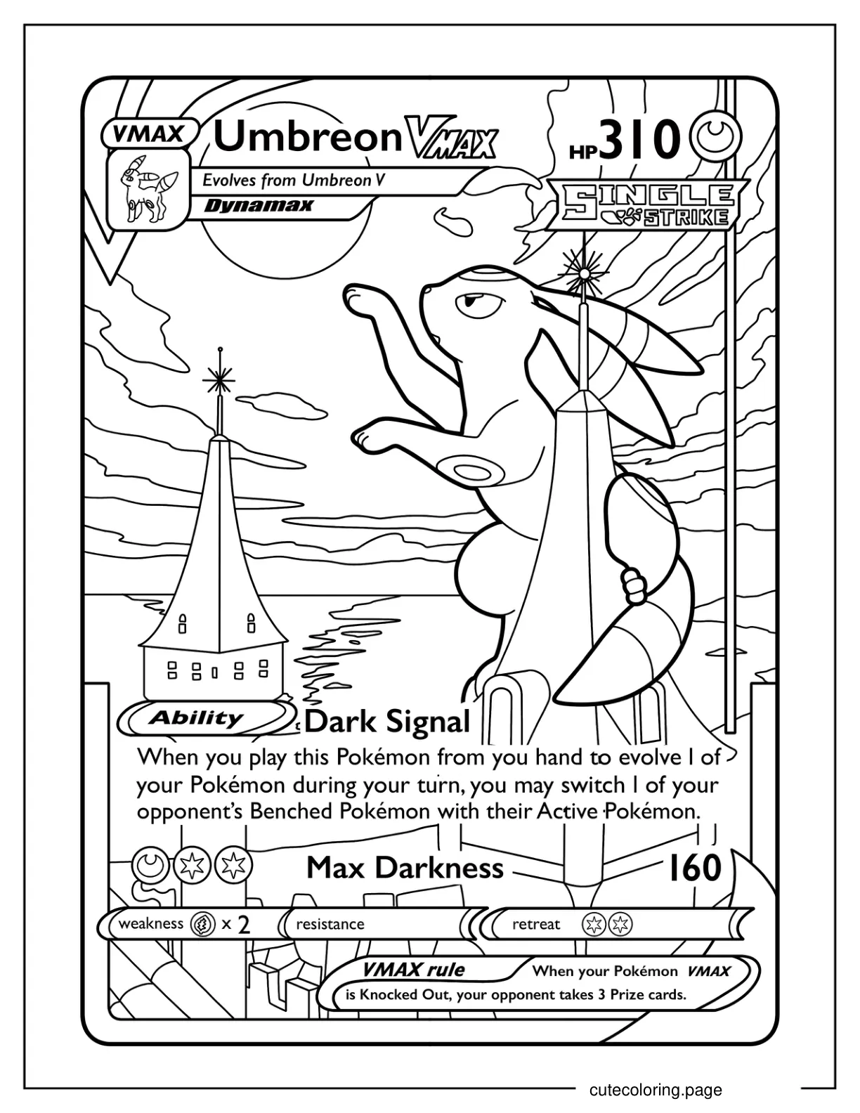 Umbreon VMax Dark Signal Pokemon Card Coloring Page coloring page