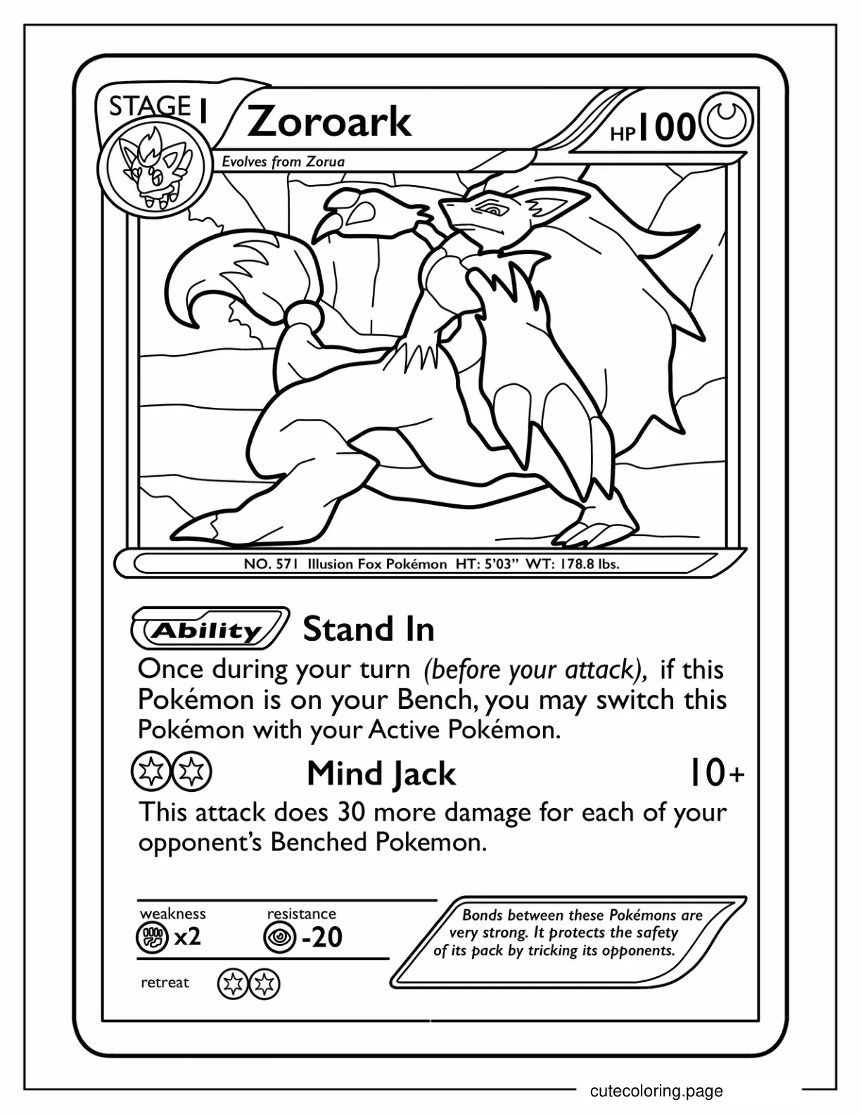 Zoroark Mind Jack Pokemon Card Coloring Page coloring page