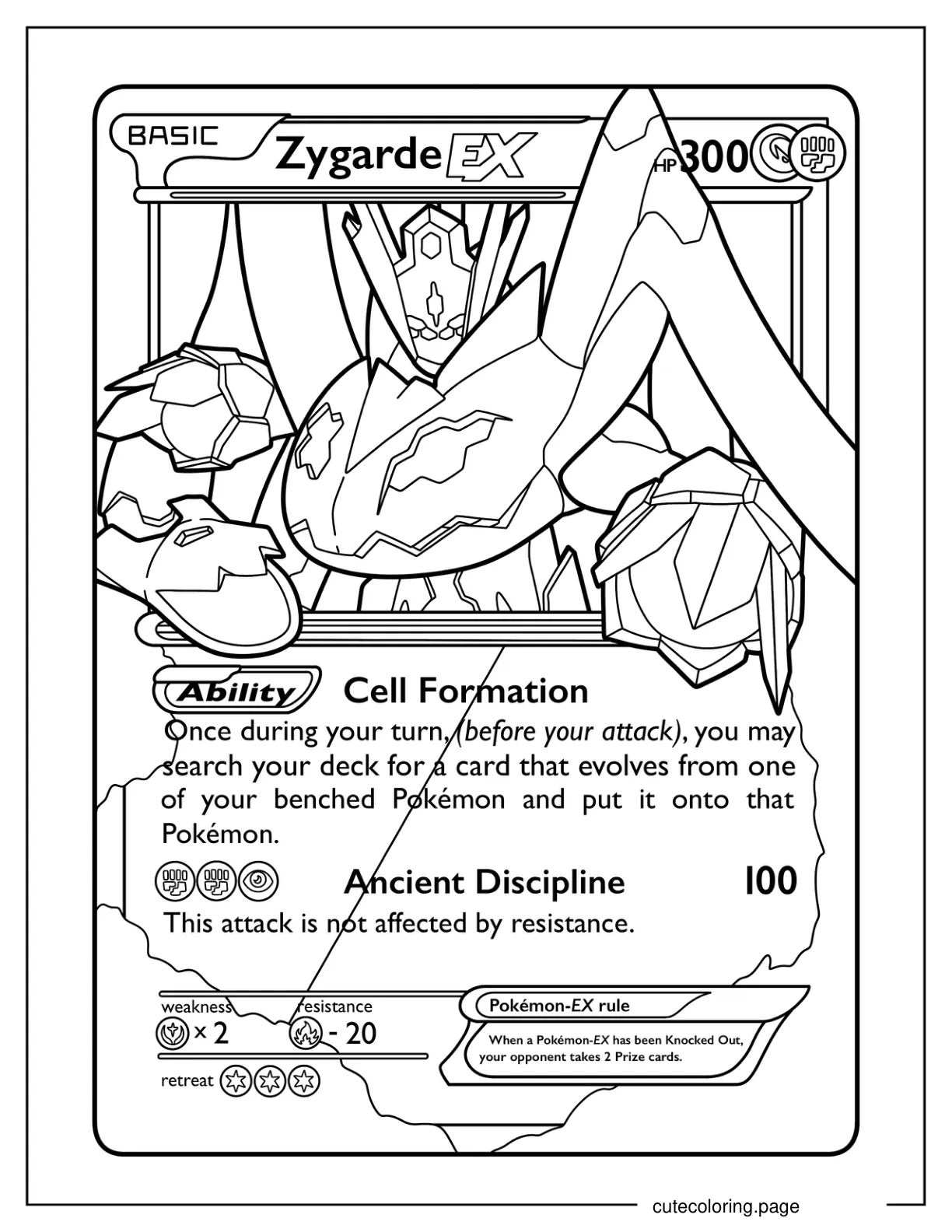 Zygarde EX Cell Formation Pokemon Card Coloring Sheet coloring page