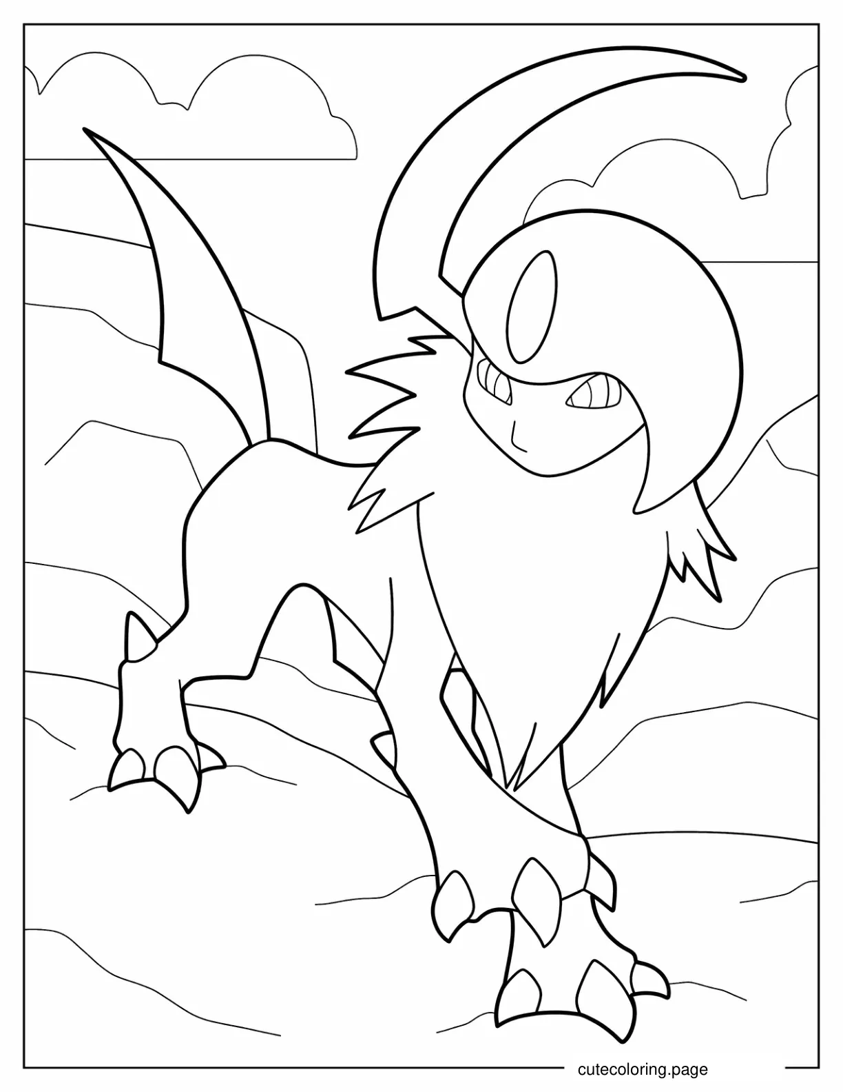 Absol On Rocky Terrain coloring page