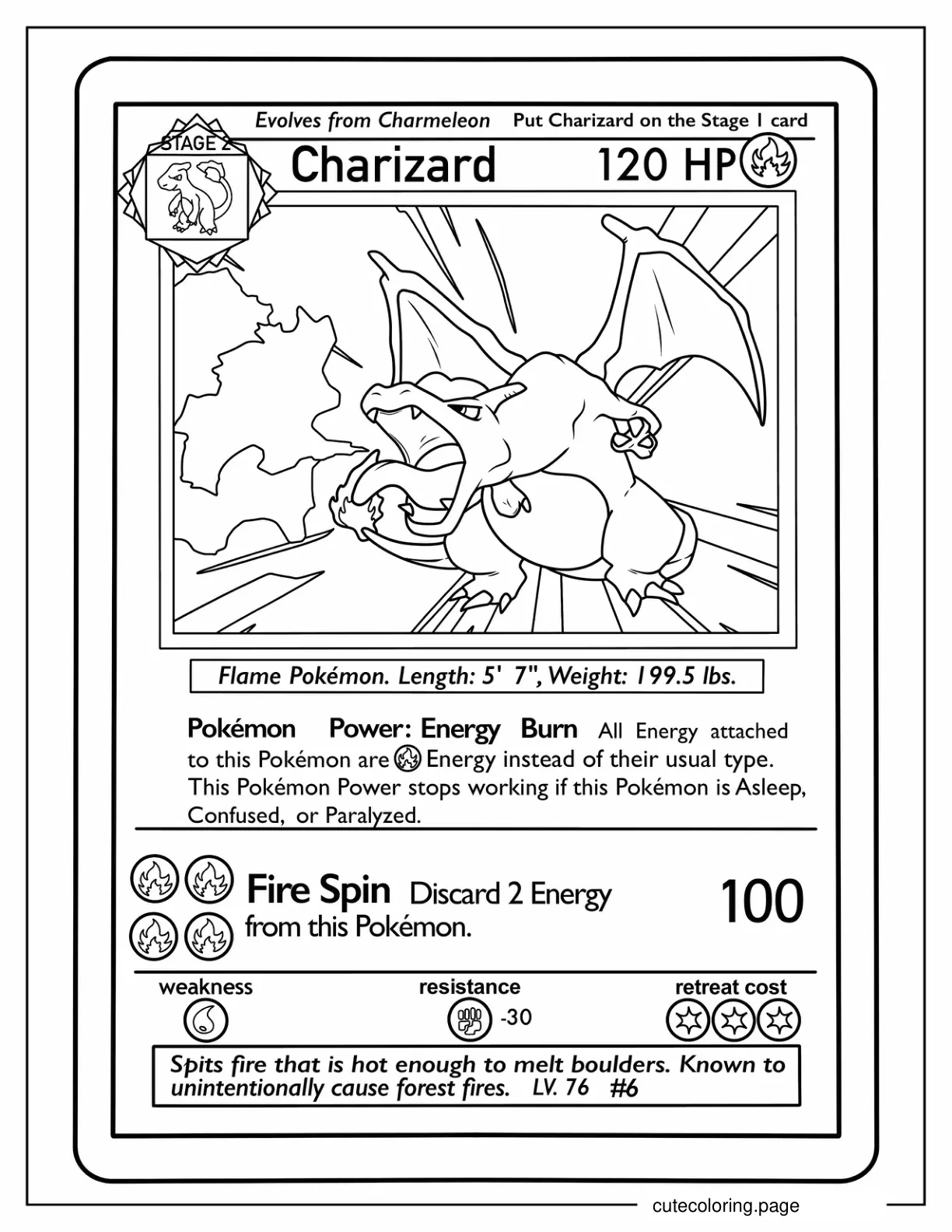 Coloring Page Of Charizard Pokemon Card coloring page