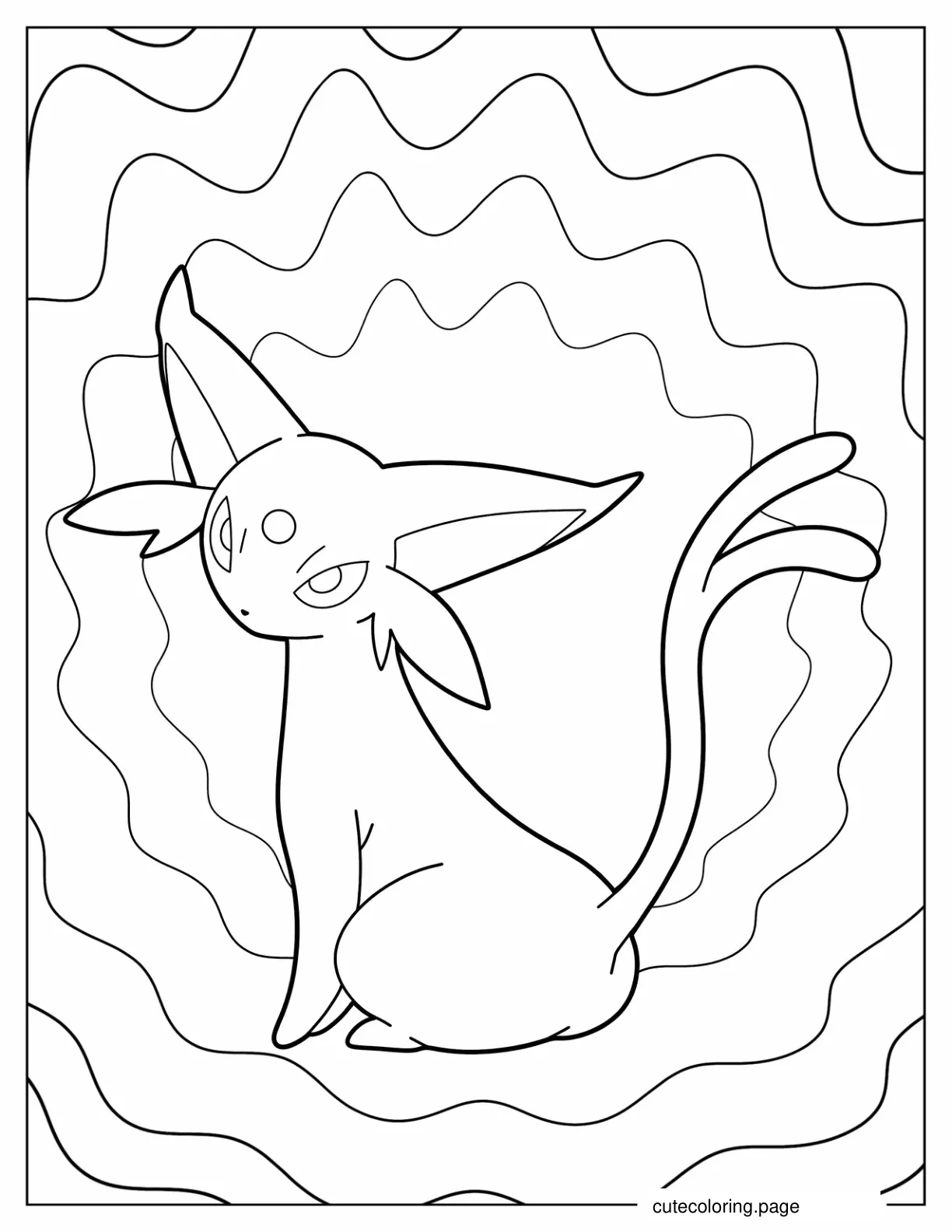 Coloring Page Of Cute Espeon For Kids coloring page